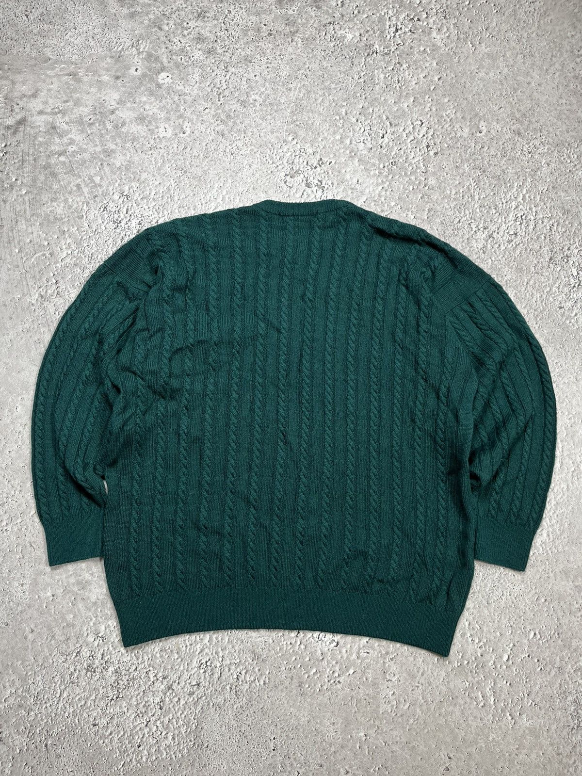 Burberry Burberrys Pure New Wool Cable Knit Sweater Green Size US L / EU 52-54 / 3 - 11 Thumbnail