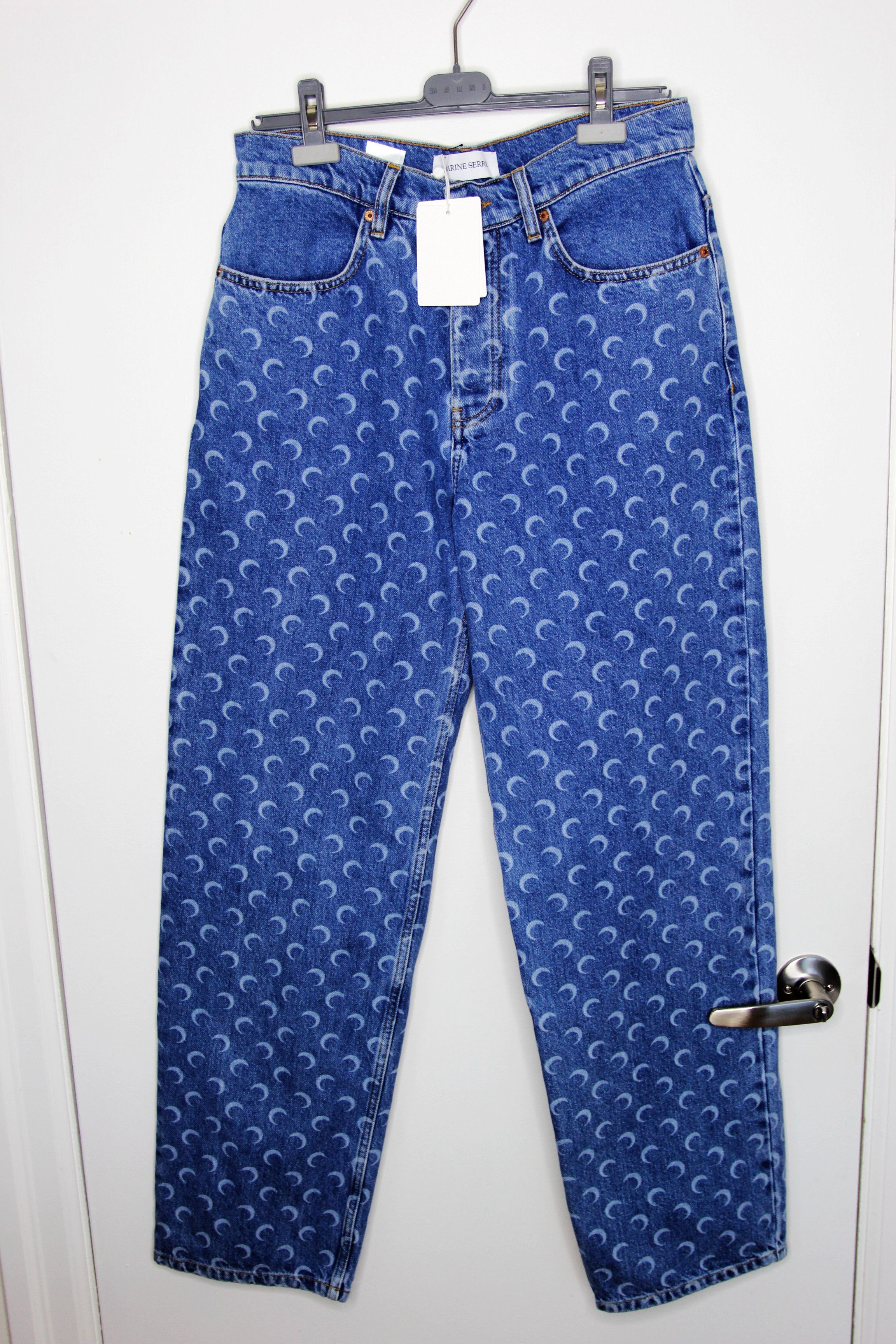 Marine Serre BNWT AW25 MARINE SERRE MOON LASER WASH DENIM BAGGY JEANS 48 Size US 32 / EU 48 - 2 Thumbnail
