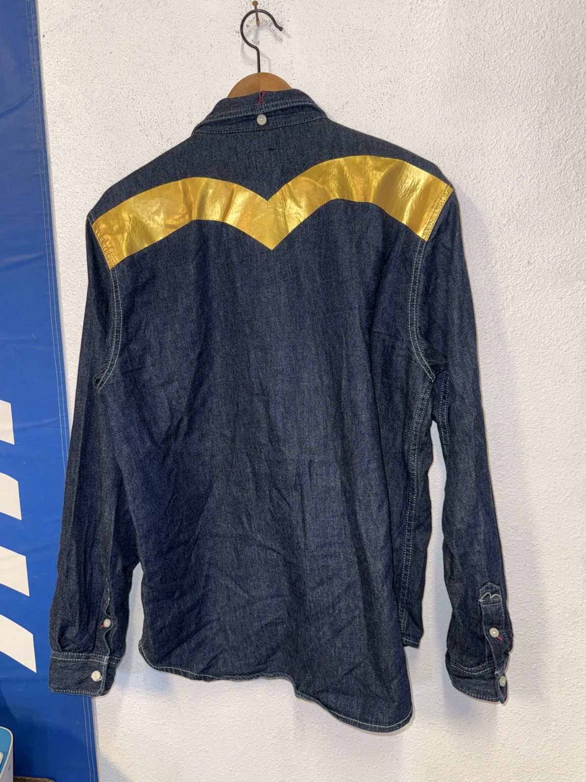 Evisu Vintage EVISU LONG SLEEVE JAPANESE DARK BLUE DENIM BUTTON UP Size US XL / EU 56 / 4 - 8 Thumbnail