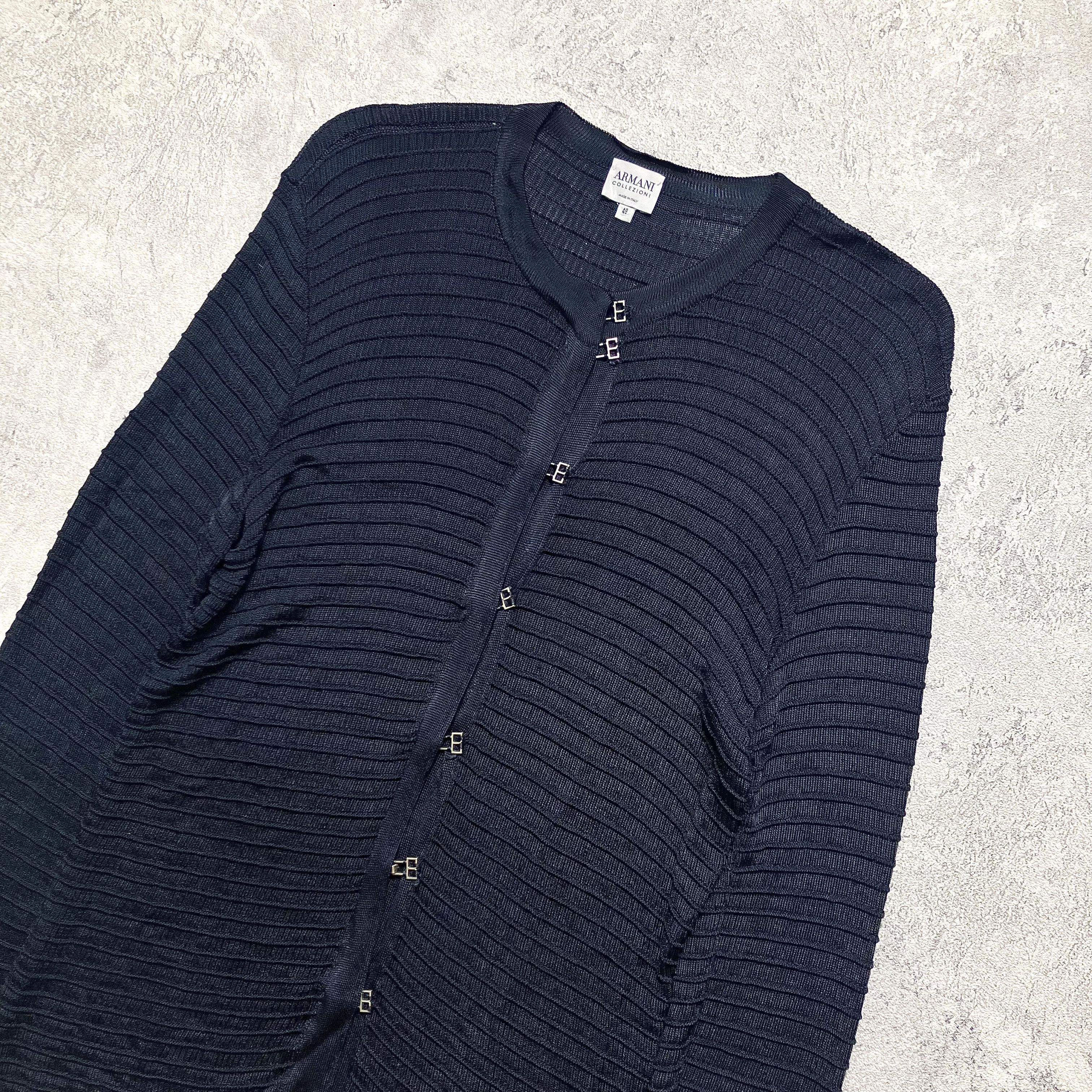 Armani Armani Collezioni navy ribbed knit cardigan Size M / US 6-8 / IT 42-44 - 5 Thumbnail