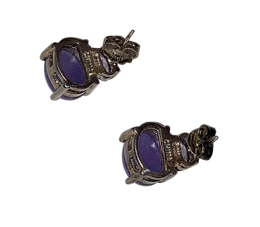 Designer Sterling Silver Amethyst and Purle Jade Earrings Size ONE SIZE - 4 Thumbnail