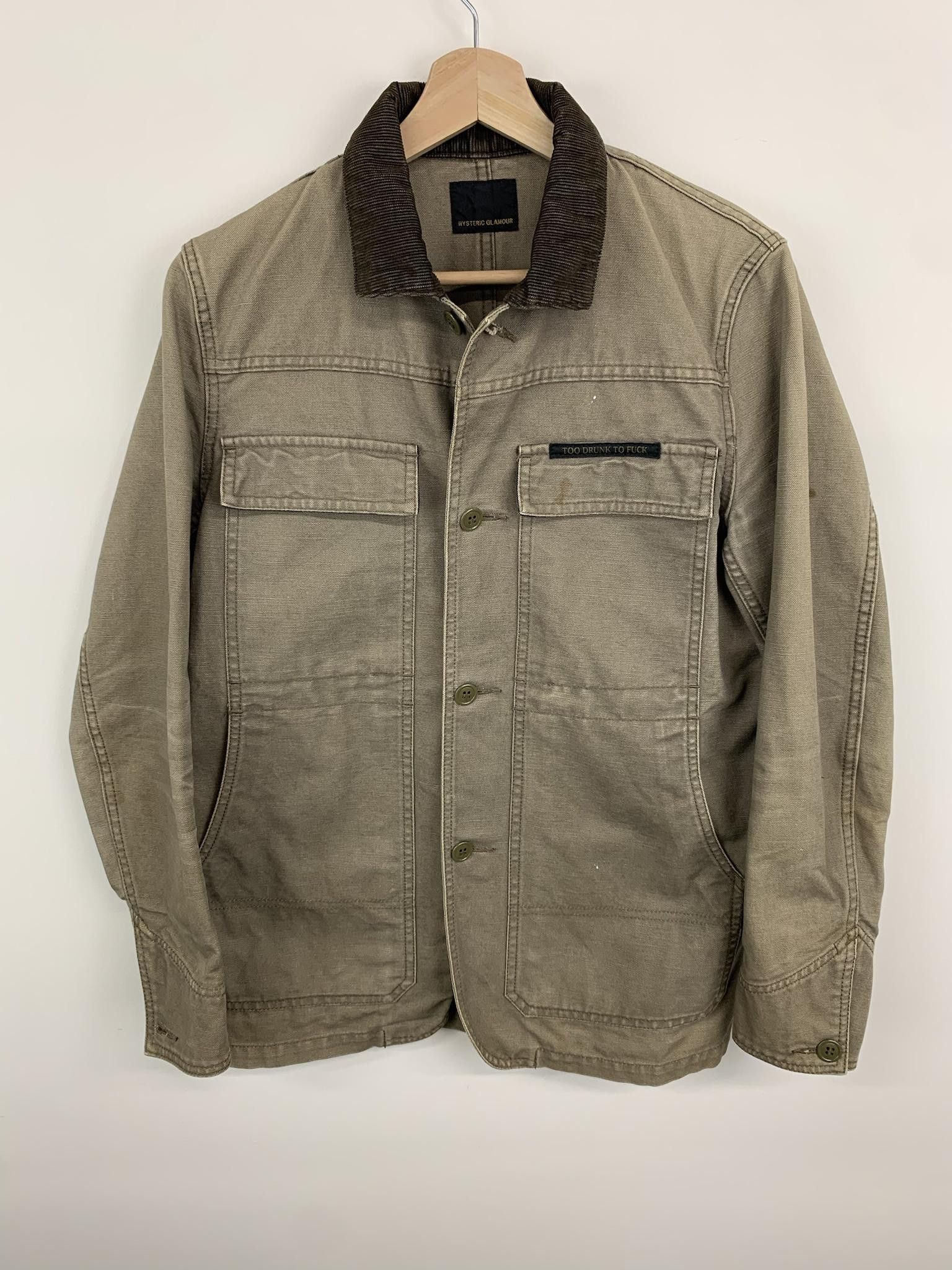 image of Hysteric Glamour Too Drunk To Fuck Chore Coat in Olive, Men's (Size XS)