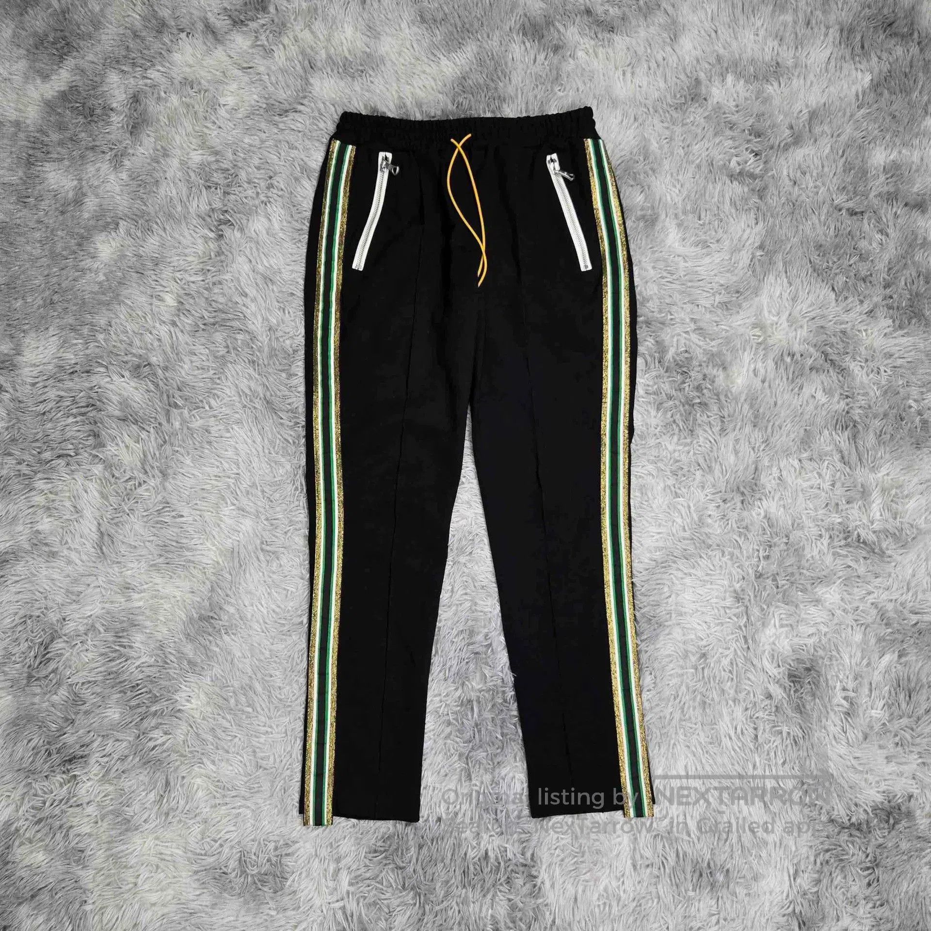 Rhude rhude green striped track pants with gold accents. Size US 34 / EU 50 - 1 Thumbnail