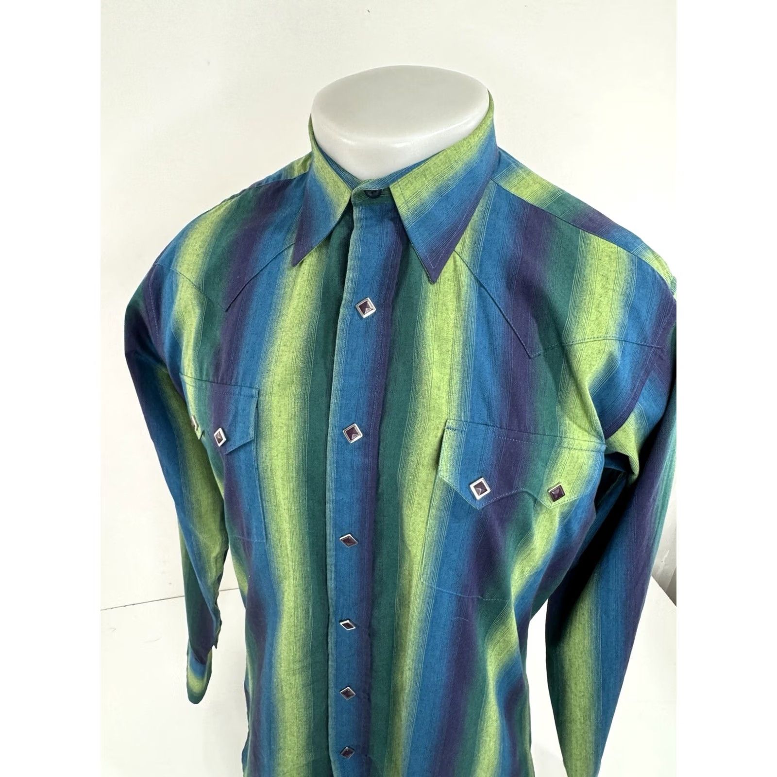 Vintage BROOKS & DUNN Western SQUARE SNAP Striped Mens M Shirt - EXCELLENT Size US M / EU 48-50 / 2 - 3 Thumbnail