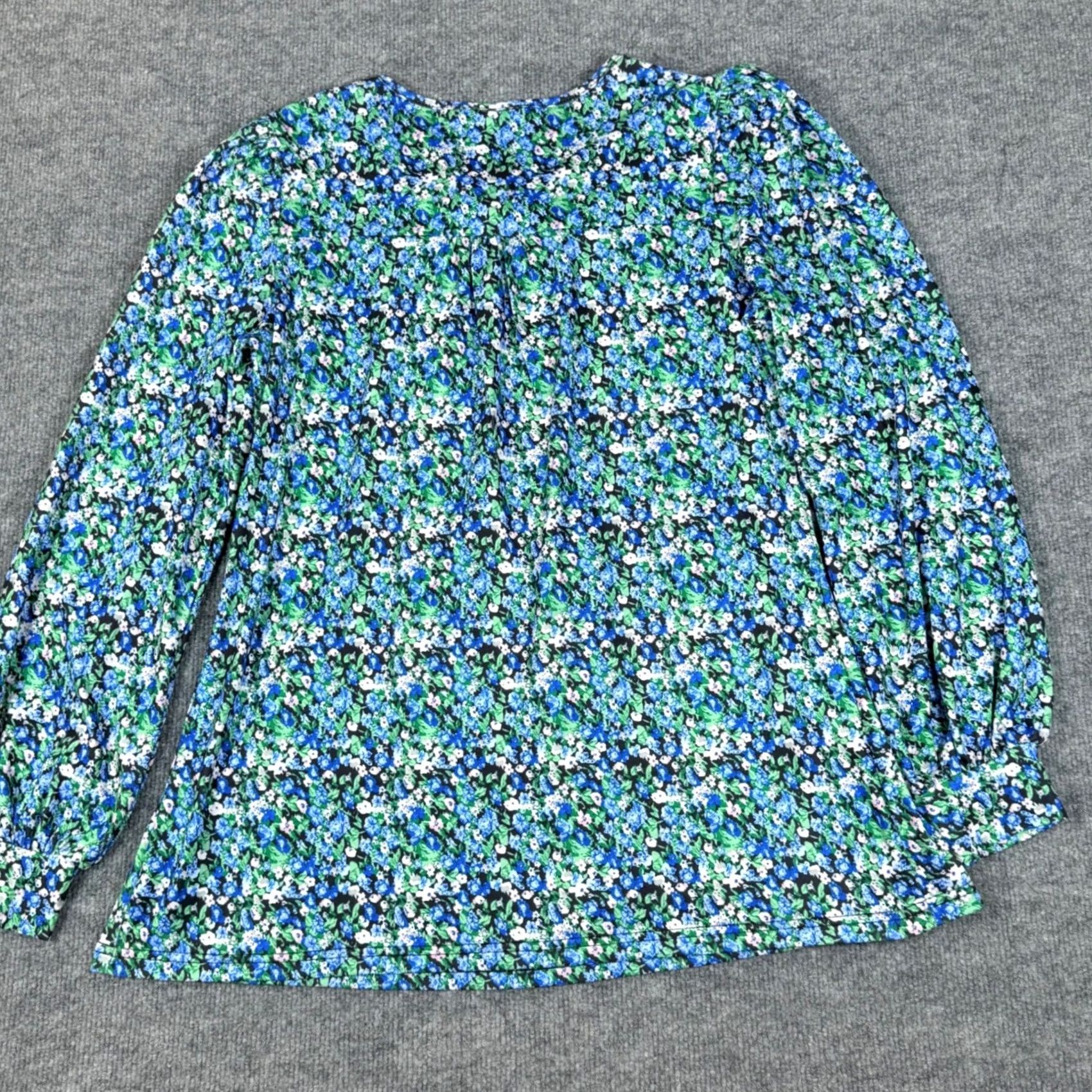 Vintage Licemere Floral Print Blue Green Pink Long Sleeve Tunic Top Womens Casual Office Size L / US 10 / IT 46 - 3 Thumbnail