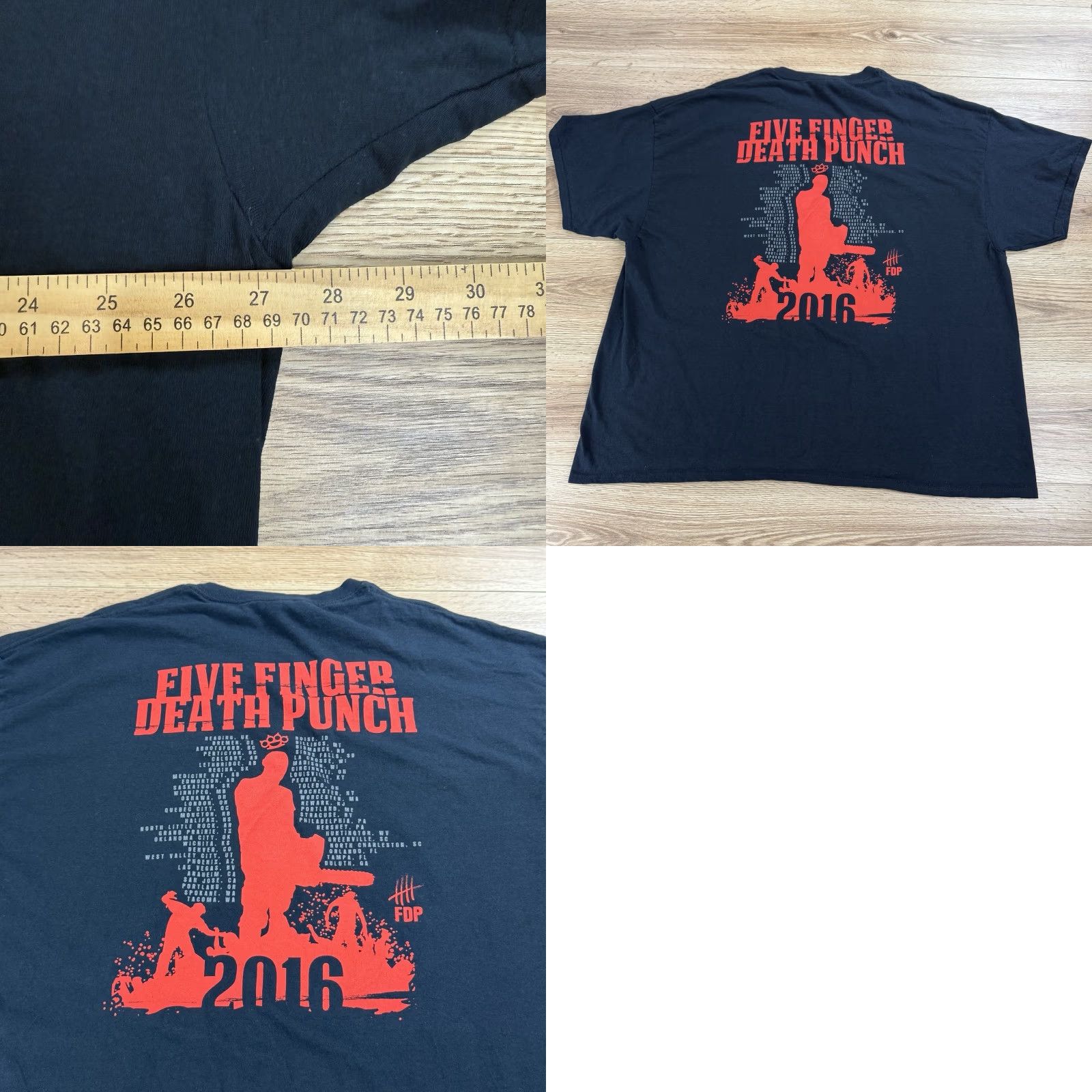 Vintage Five Finger Death Punch Shirt Adult 3XL Black Got Your Six Tour Heavy Metal Mens Size US XXL / EU 58 / 5 - 8 Thumbnail