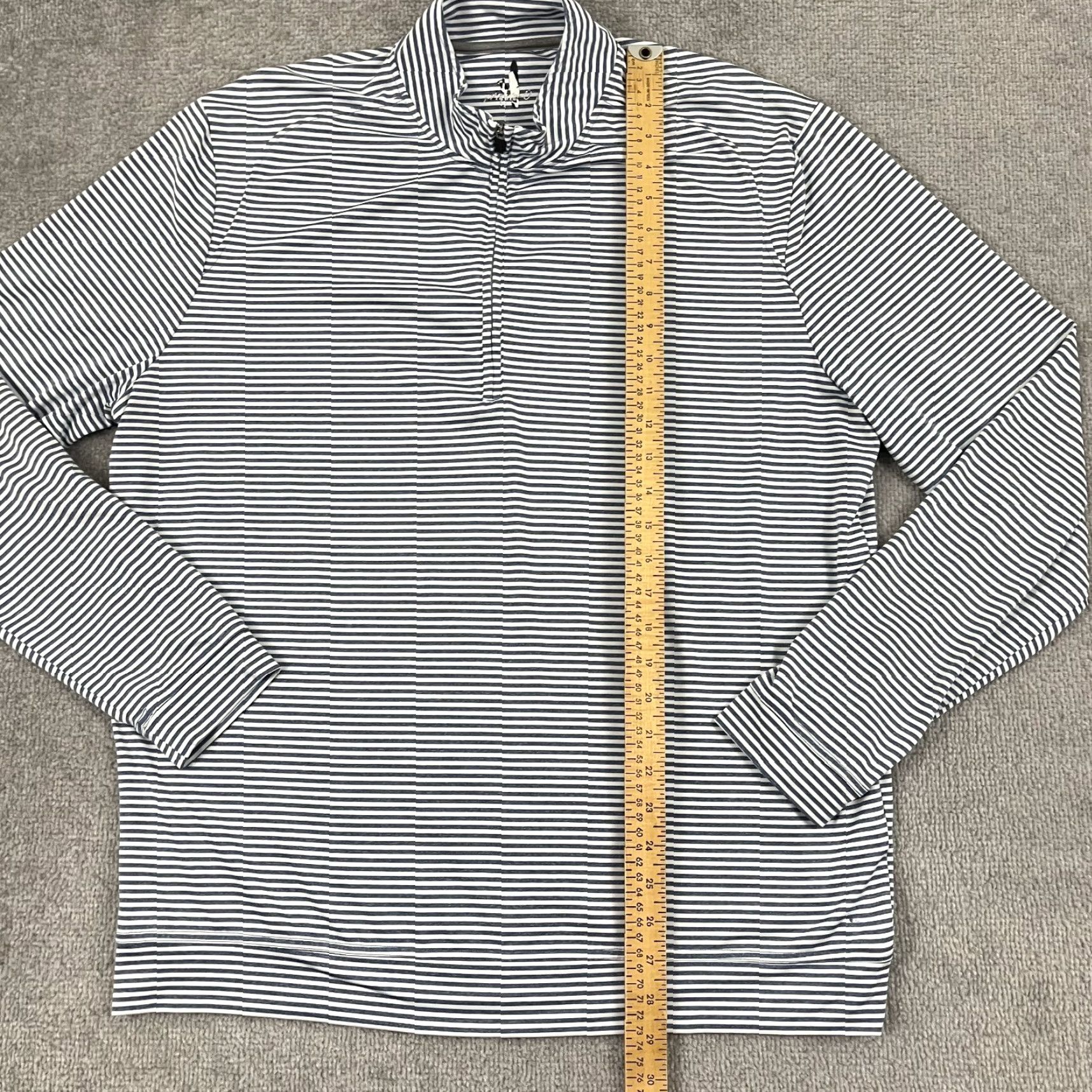 johnnie-O Johnnie O Turn Striped Prep Performance Pullover Jacket Mens Large Blue White Golf Zip Size US L / EU 52-54 / 3 - 5 Thumbnail