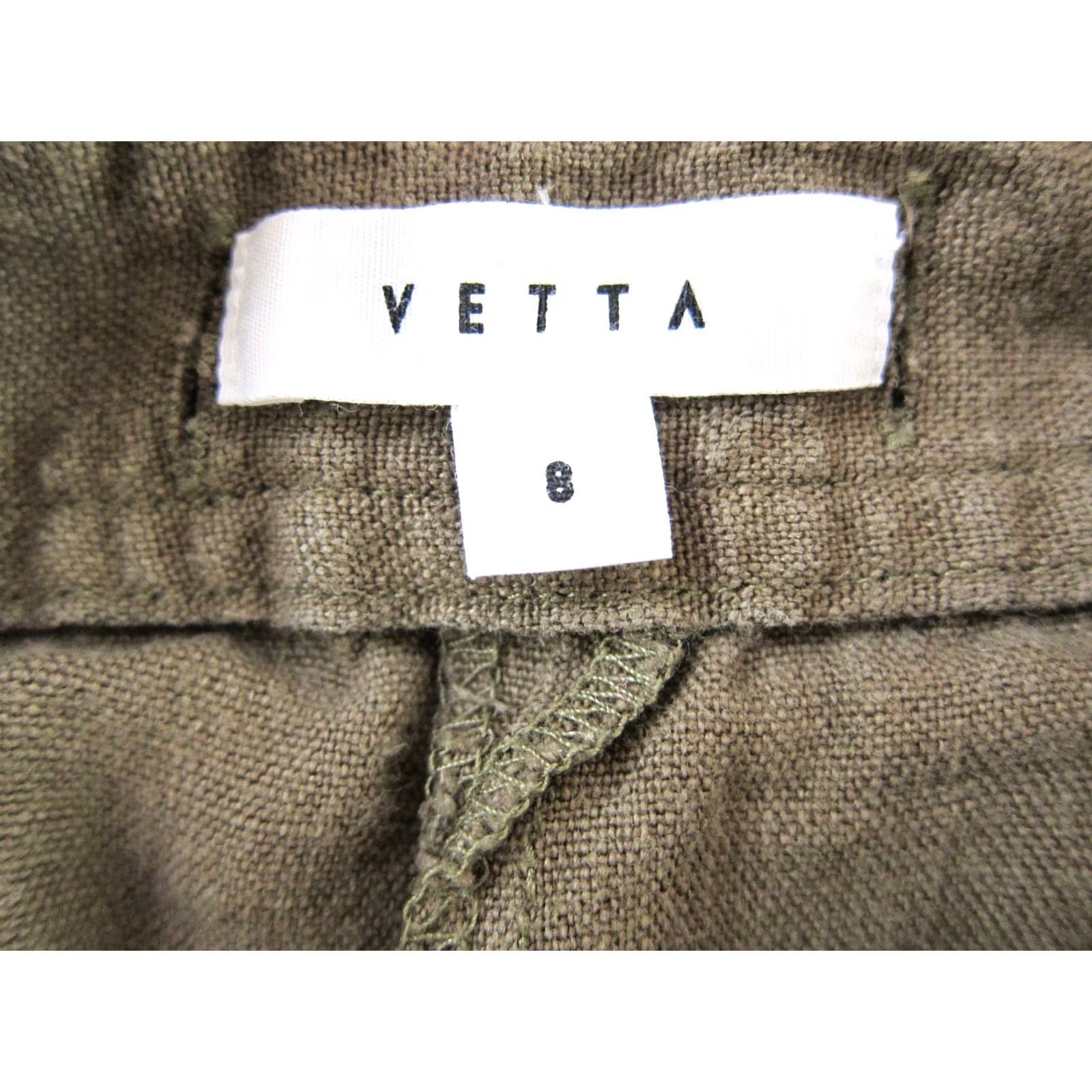 Vintage VETTA Jumpsuit 2 Piece Apron Romper Size 8 Olive Green 100% Linen Pockets Button Linen Bohemian Summer Womens Size 30" / US 8 / IT 44 - 3 Thumbnail