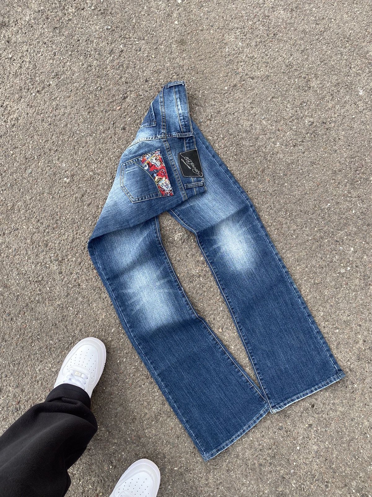 Ed Hardy Vintage Flare Ed Hardy Flared Denim Jeans y2k Size 27" / US 4 / IT 40 - 10 Thumbnail
