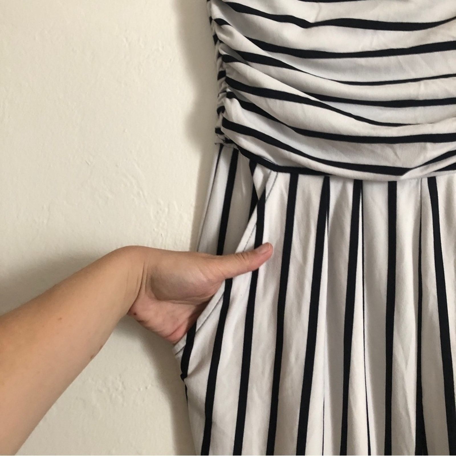 Other J For Justify Strapless Pockets Black White Stripe Jumpsuit Size 30" / US 8 / IT 44 - 3 Thumbnail