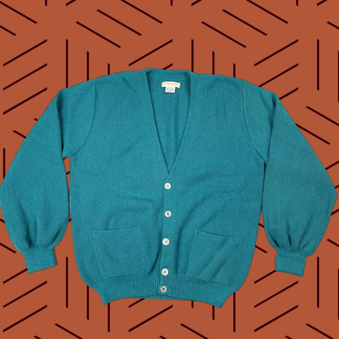 Brooks Brothers VINTAGE Brooks Brothers Cardigan Men's 100% Alpaca Teal Blue Crew Neck Medium Button Front Peru Knit Wool Solid 90s/Peruvian Alpaca Mens Size US M / EU 48-50 / 2 - 1 Thumbnail