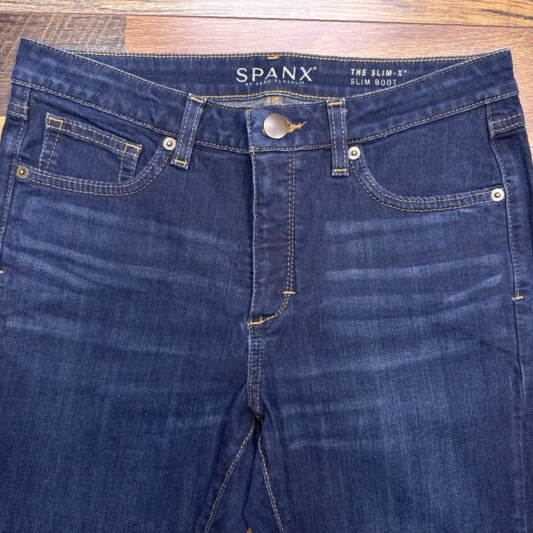 Spanx Spanx Jeans Womens 29 Slim Bootcut Mid Rise Stretch Denim Dark Blue 5-Pocket City 30.5 Inseam Size 29" - 2 Thumbnail