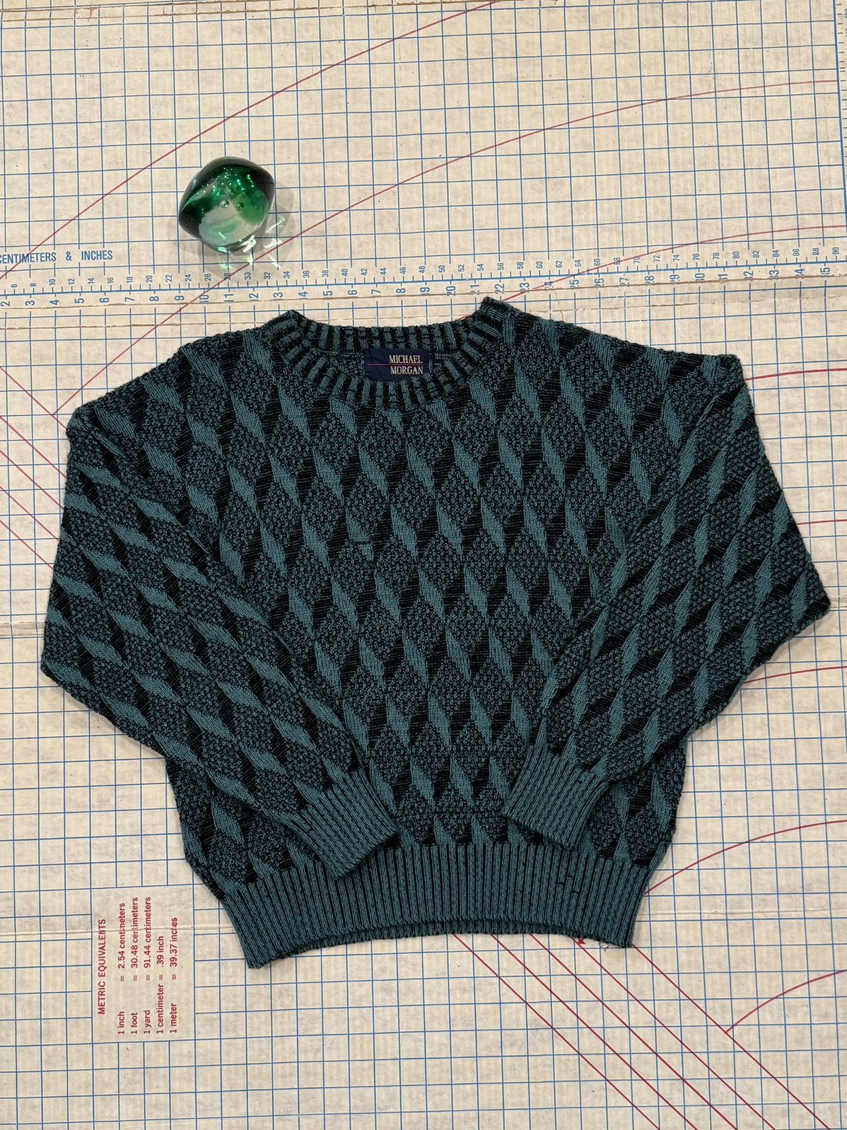 Vintage Vintage Michael Morgan Patterned Knit Sweater Blue Fits Med Size US M / EU 48-50 / 2 - 3 Thumbnail