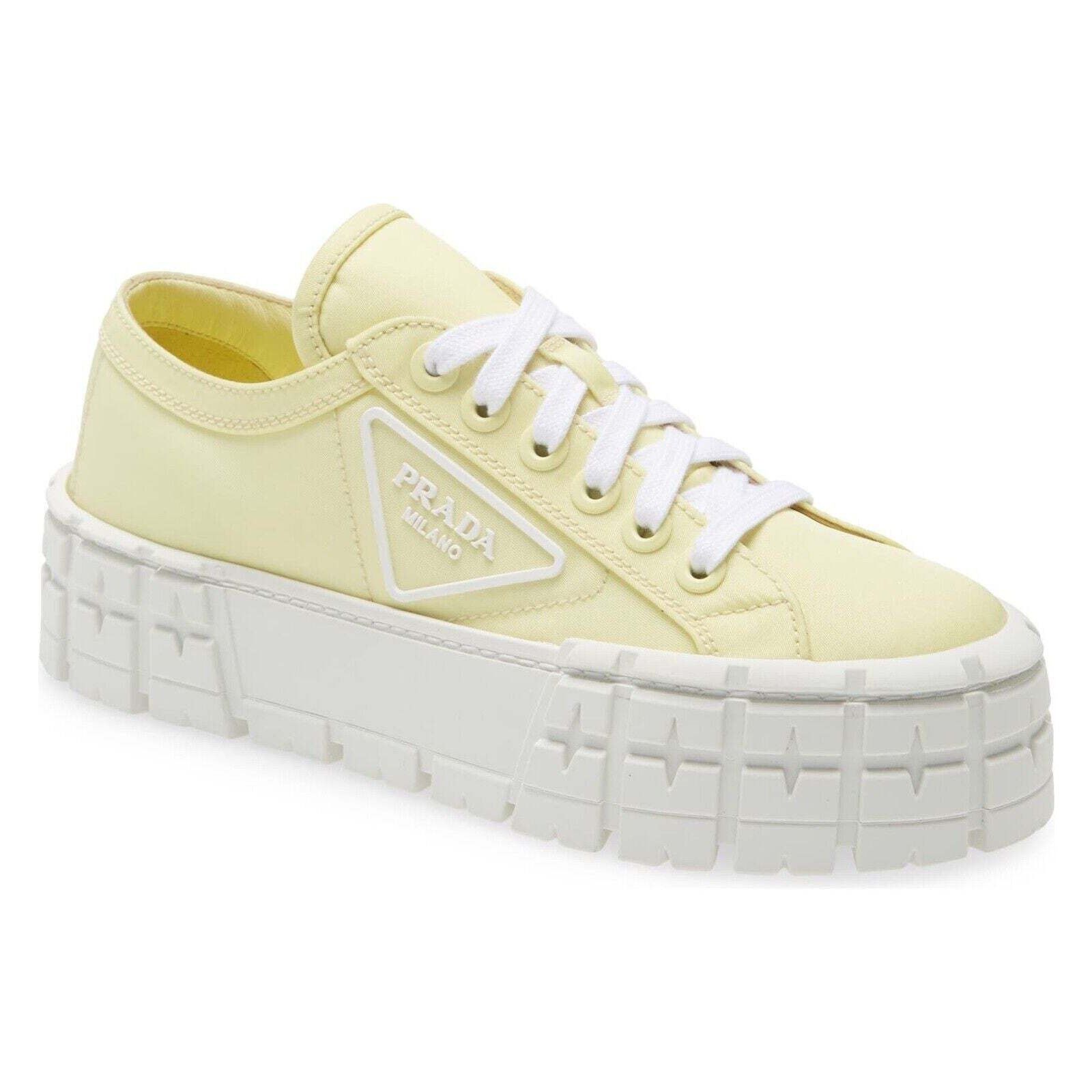 Prada Prada Narciso Yellow White Platform Flat Low Sneaker 38.5 Size US 8.5 / IT 38.5 - 2 Thumbnail