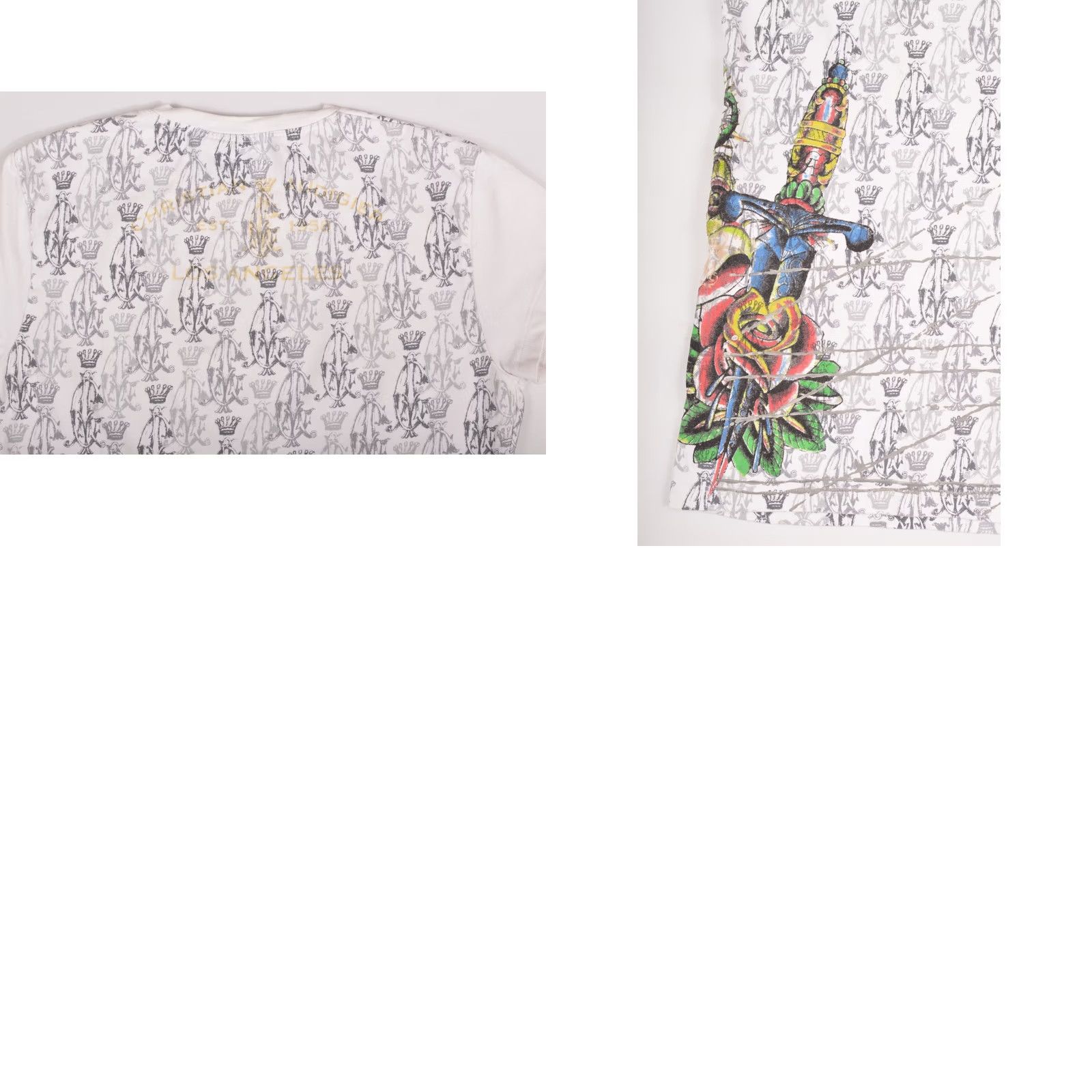 Vintage Christian Audigier Womens Vintage Monogram Designer T-Shirt Tee XL White Size XL / US 12-14 / IT 48-50 - 8 Thumbnail