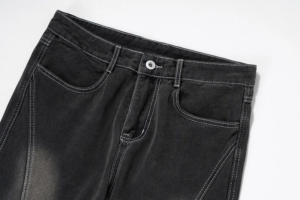 Jean × Vintage Y2k Washed Gradient Hombre Loose Flared Jeans Trousers Size US 30 / EU 46 - 6 Thumbnail