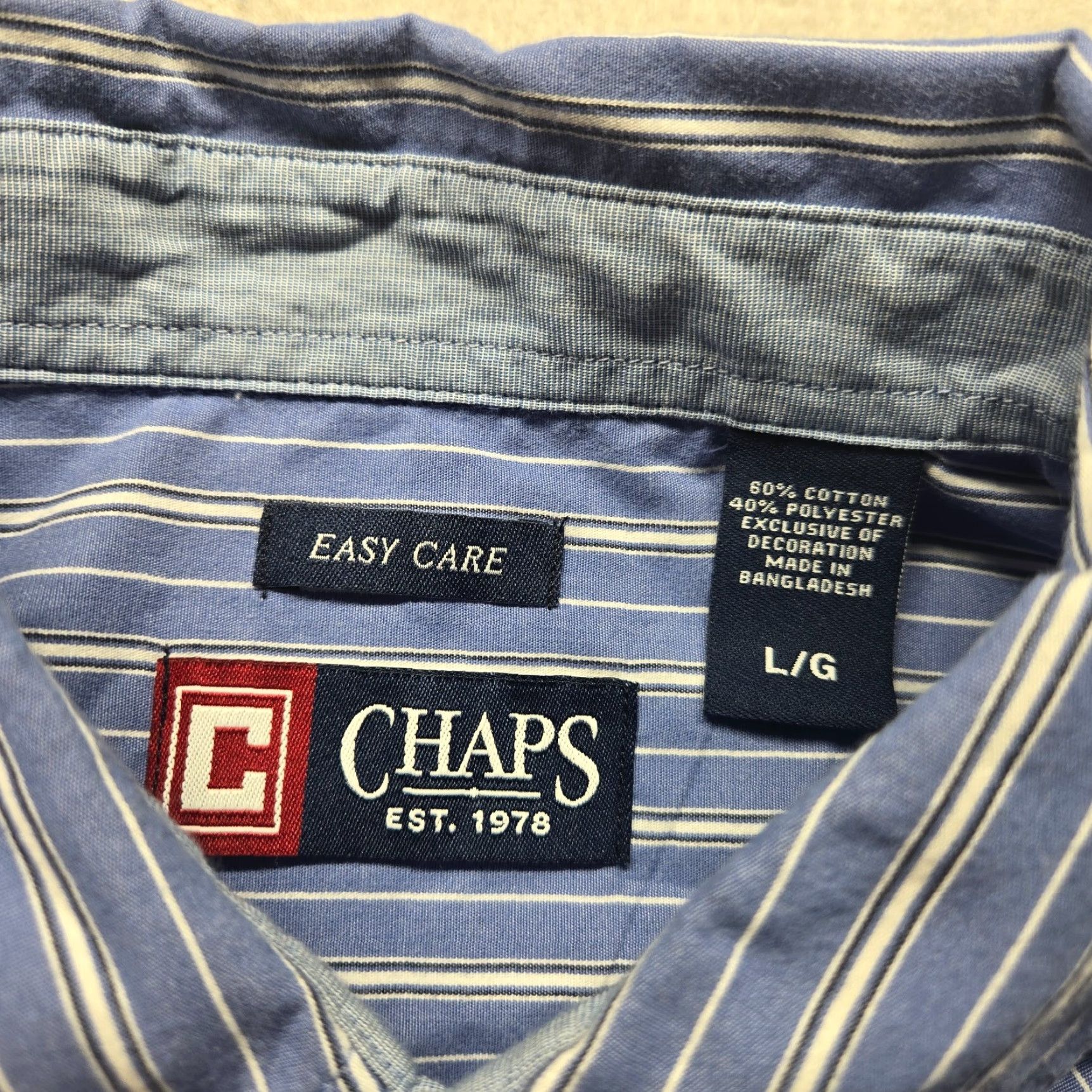 Chaps CHAPS Blue Long Sleeve Button-Up Shirt Adult Men's Large Size US L / EU 52-54 / 3 - 3 Thumbnail
