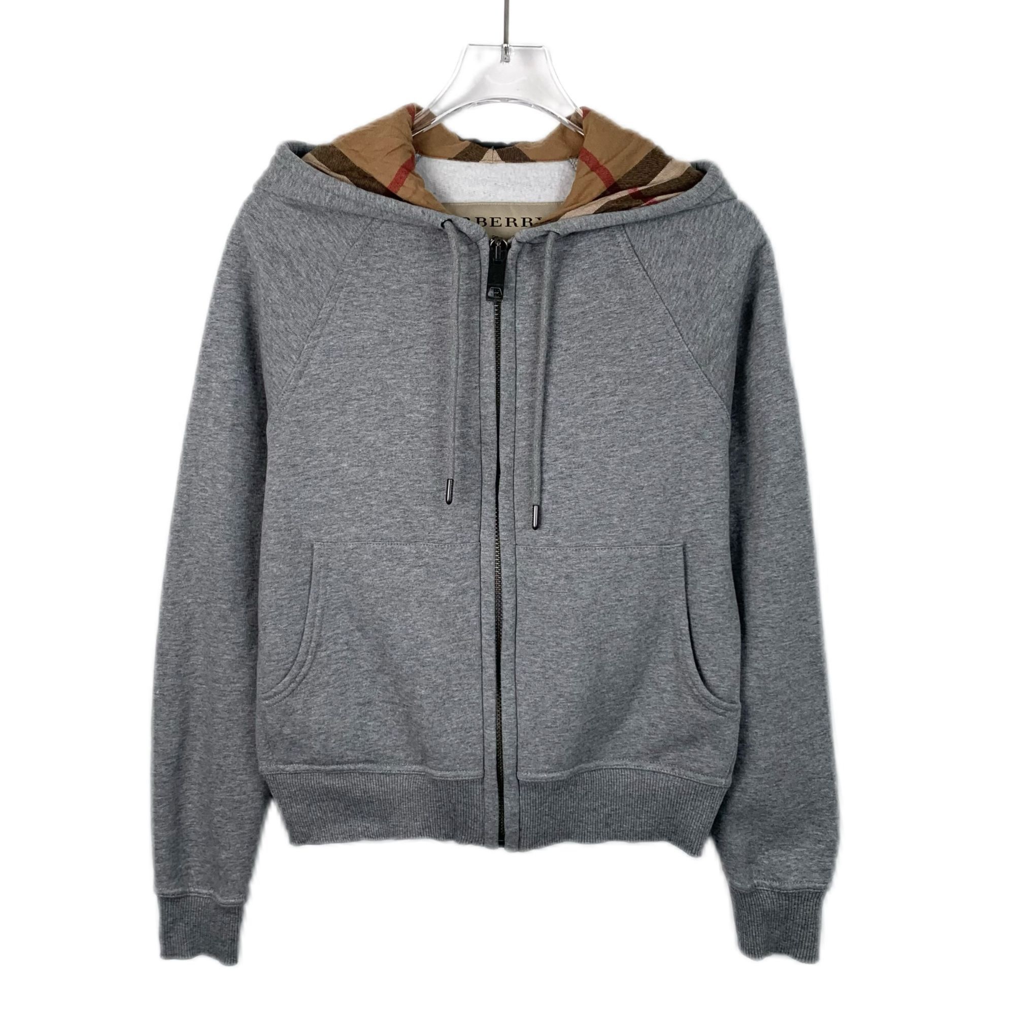 Grey Wool Zip Up Hoodie Womens Burberry Grey Cotton Zip-Up Hoodie