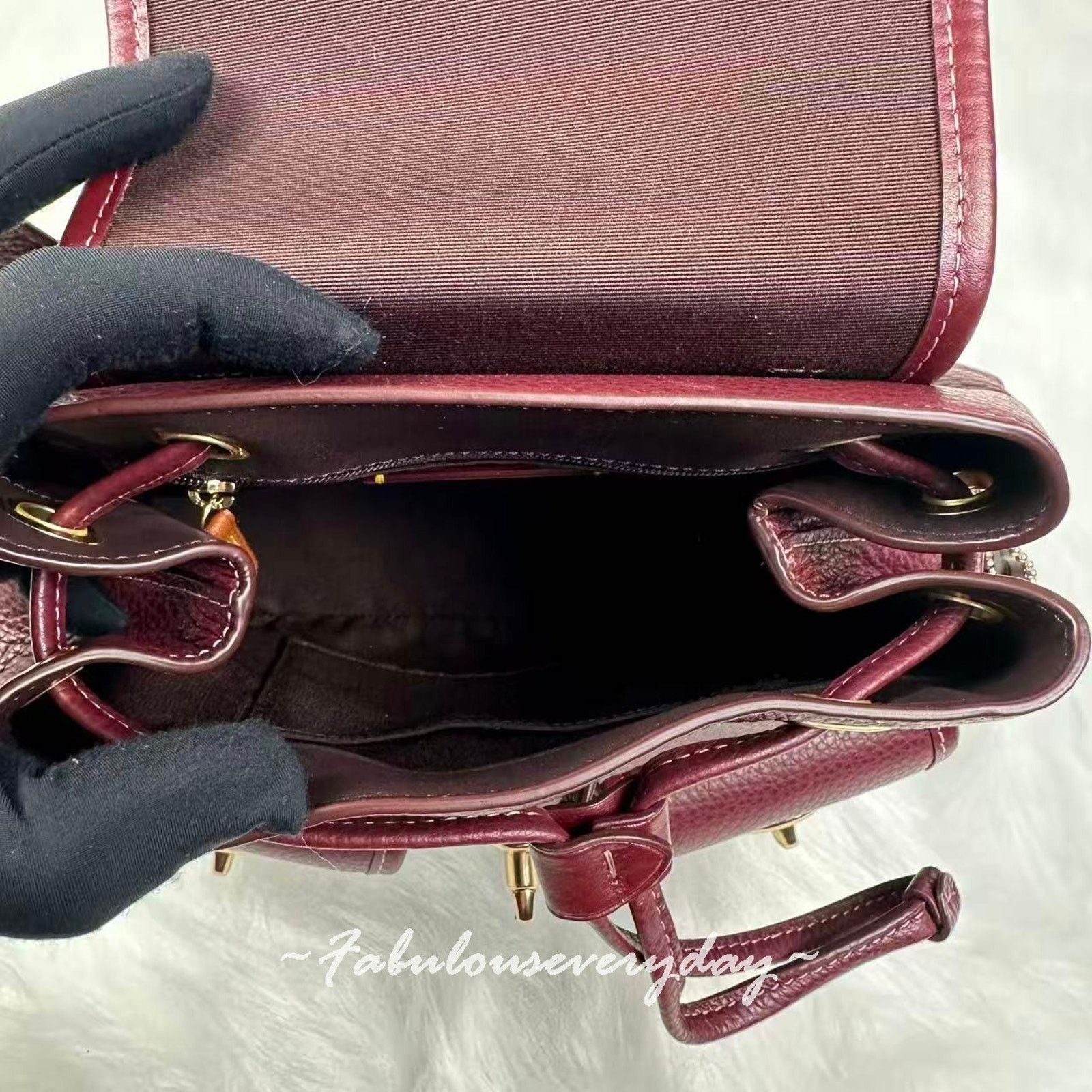 Coach Coach Hadley Backpack In Leather Brass/Dark Wine CBH09 NWT Size ONE SIZE - 7 Thumbnail