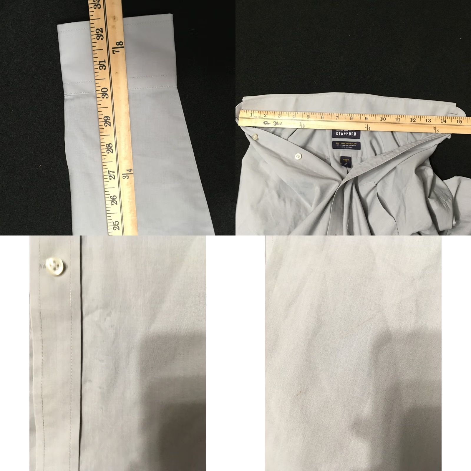 Stafford Stafford Shirt Mens 15 32/33 Gray EASY CARE BROADCLOTH Long Sleeve Size US M / EU 48-50 / 2 - 8 Thumbnail