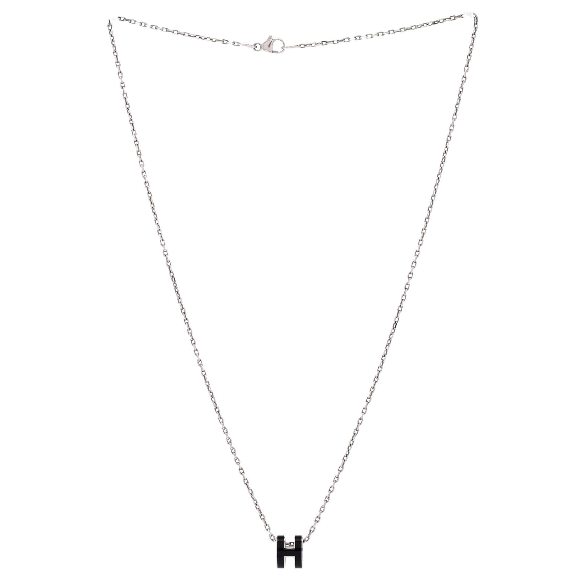 Hermes Pop H Pendant Chain Necklace Metal and Enamel Mini Size ONE SIZE - 1 Thumbnail