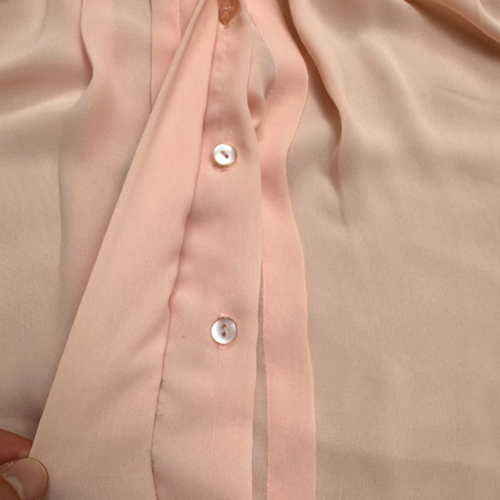 Vintage VINTAGE Urban Affaire Blouse 80's 14 Peach Hidden Button Down Pleat Sheer Womens Size XL / US 12-14 / IT 48-50 - 3 Thumbnail
