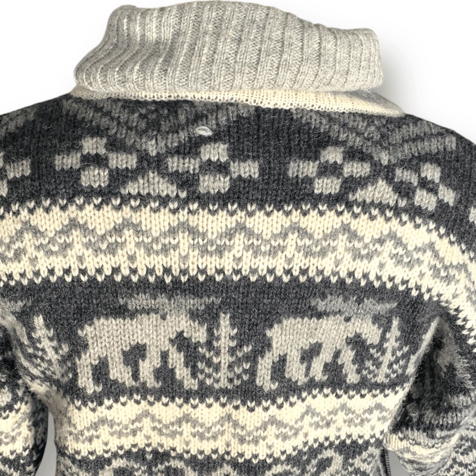 Eddie Bauer Vintage 90s Eddie Bauer Gray Wool Moose Nordic Fair Isle Size M / US 6-8 / IT 42-44 - 8 Thumbnail