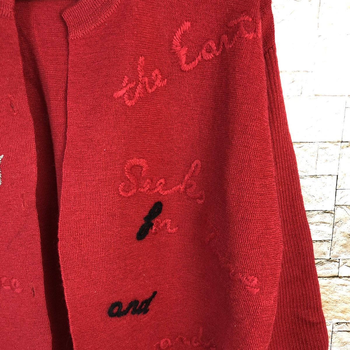 Homespun Knitwear × Pierre Cardin Escape pierre cardin Red Cardigan Knitwear #A1201 Size M / US 6-8 / IT 42-44 - 10 Thumbnail
