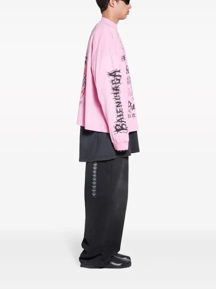 Balenciaga o1bcso1str0226 DIY Metal Long Sleeve T-Shirt Medium Fit Pink Size US S / EU 44-46 / 1 - 4 Thumbnail
