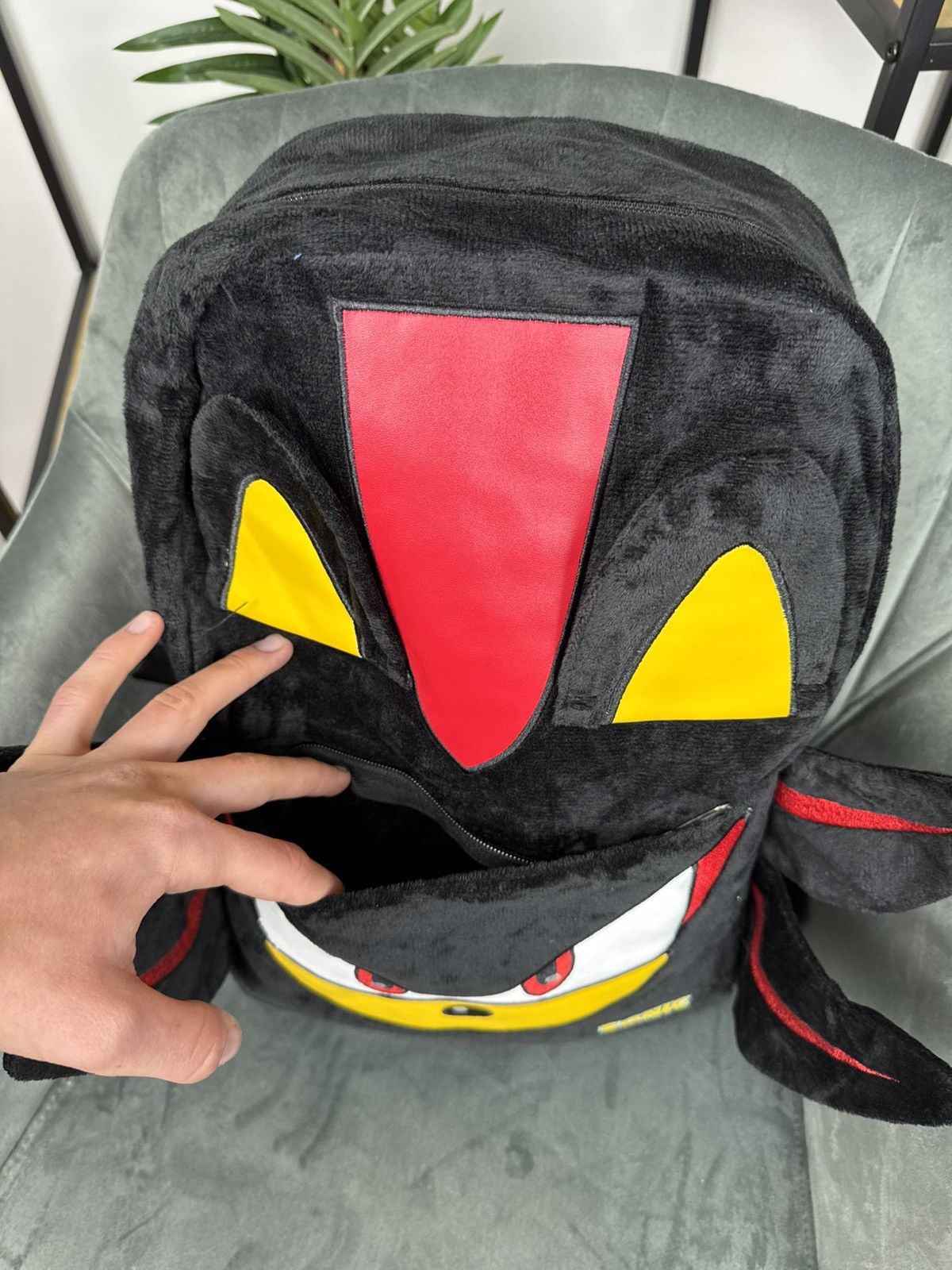 Anime × Japanese Brand Sonic Shadow Black Plush Backpack Nintendo Unisex Knapsack Size ONE SIZE - 4 Thumbnail