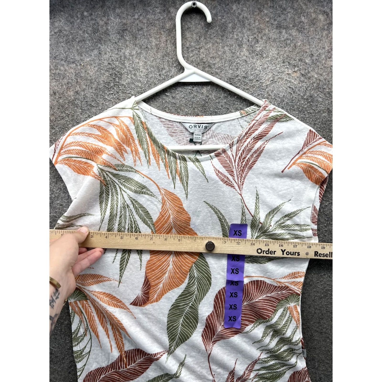 Orvis Orvis Womens XS Multicolor Tropical Leaf Crew Neck Cap Sleeve Jersey Top Shirt Casual Summer Womens Size XS / US 0-2 / IT 36-38 - 3 Thumbnail