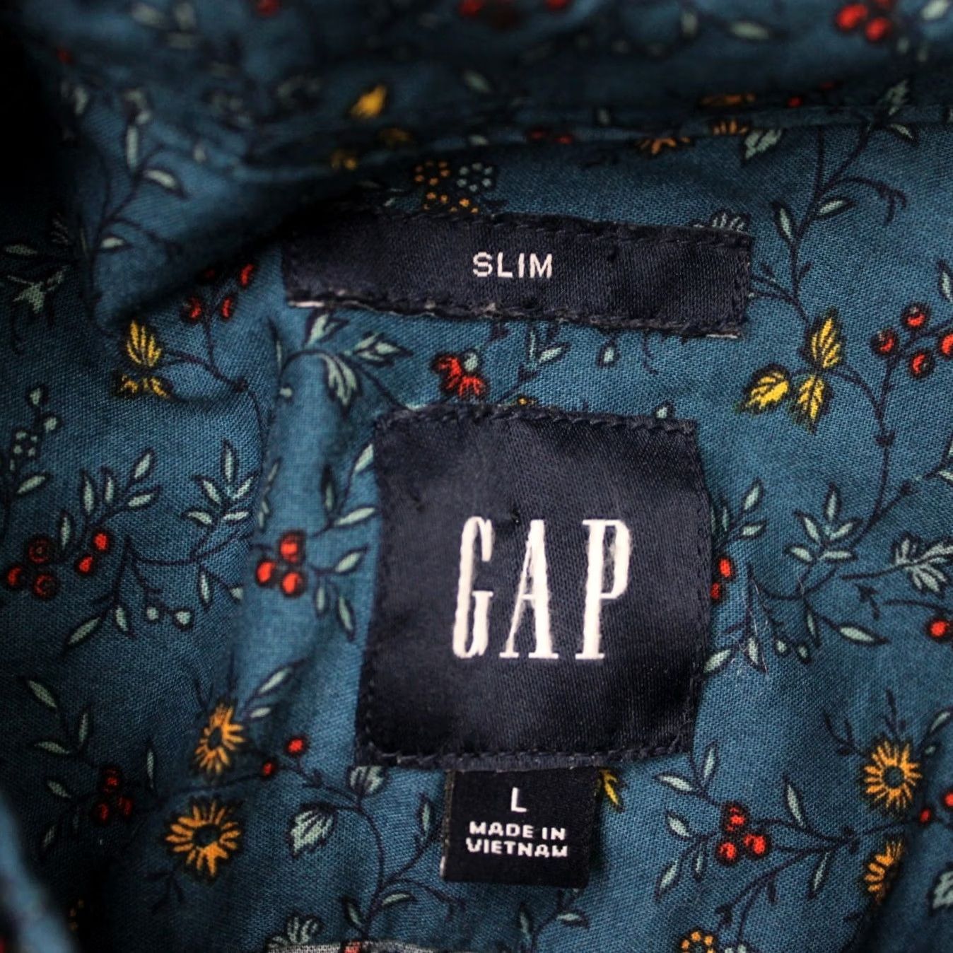 Gap Gap Shirt Mens Large Blue Floral Slim Fit 100% Cotton Long Sleeve Button Down Size US L / EU 52-54 / 3 - 7 Thumbnail