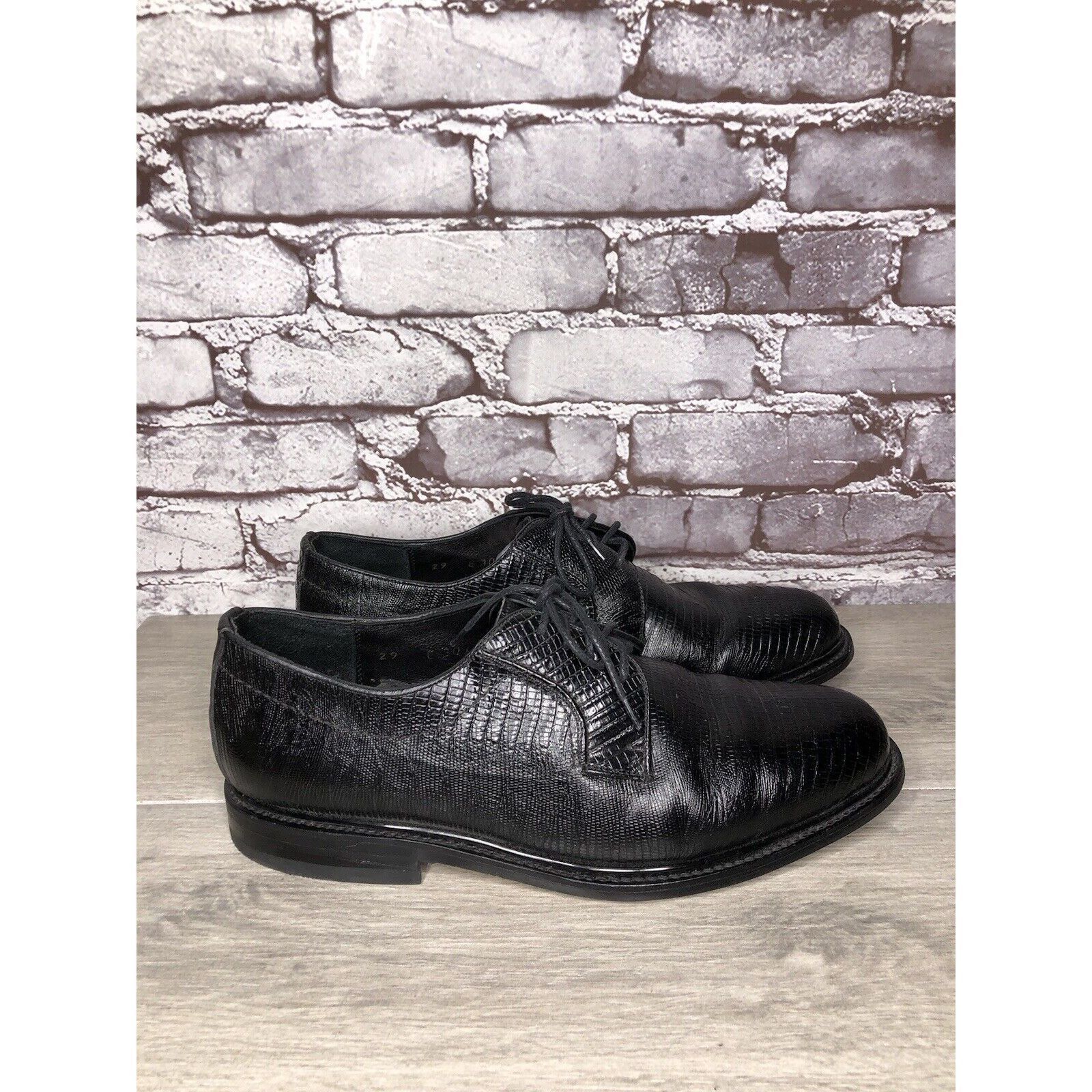 Other Monaco Goodyear Welt Black Leather Croc Oxfords Dress Shoes Size US 10.5 / EU 43-44 - 17 Thumbnail