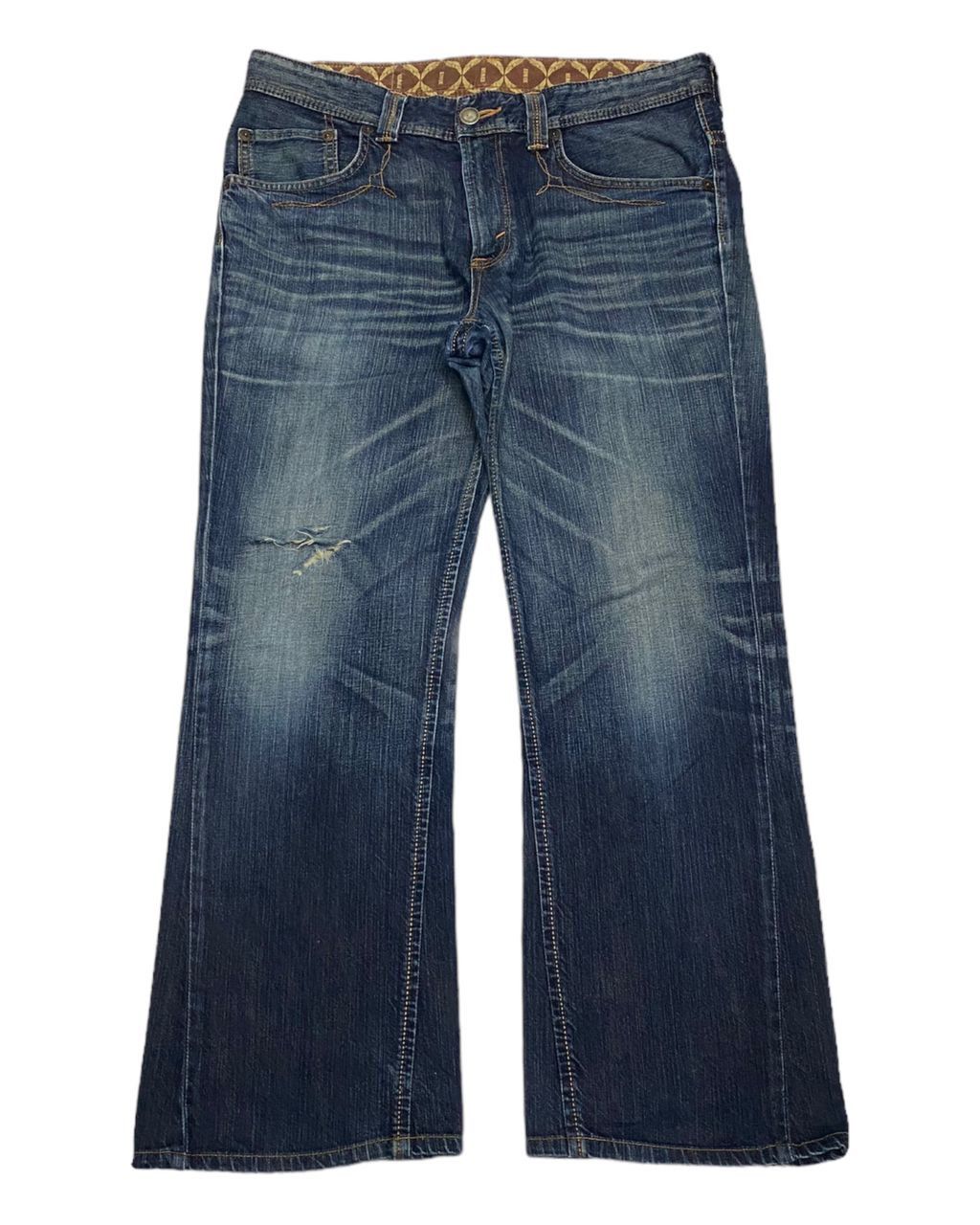 image of Baggy Flareedwin Xu Distressed Denim Flared Jeans in Blue Distressed, Men's (Size 36)
