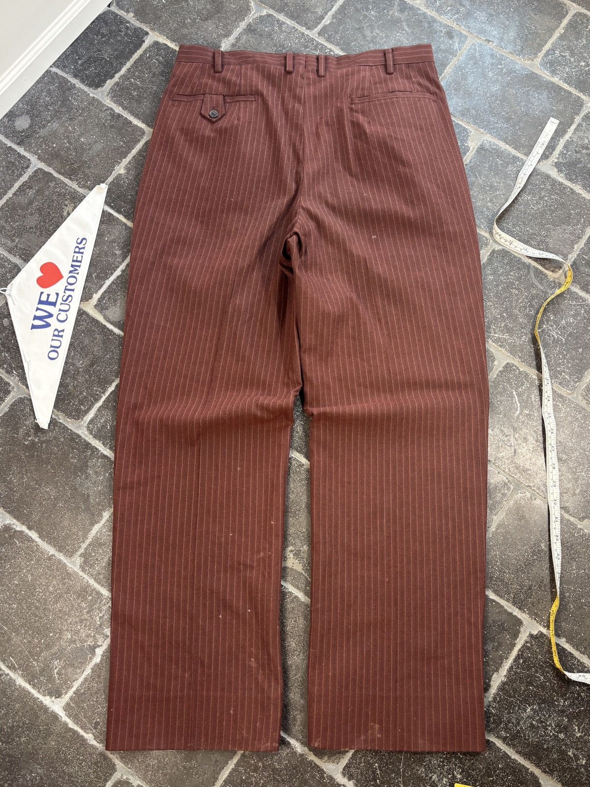Vintage Bespoke Vintage Suit Two Piece 2pc Stripe Mobster Zoot Suit Size 44S - 8 Thumbnail