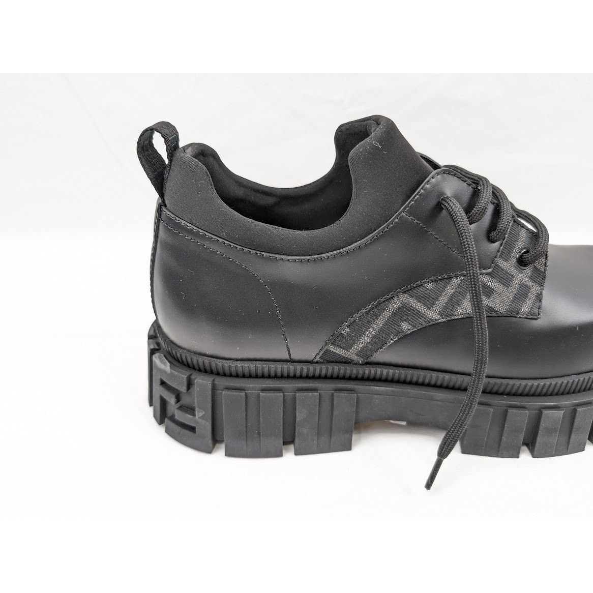 Fendi o1rshd1 Men's Lace Up Fabric Calf Leather Boots Shoe in Nero Size US 11 / EU 44 - 5 Thumbnail
