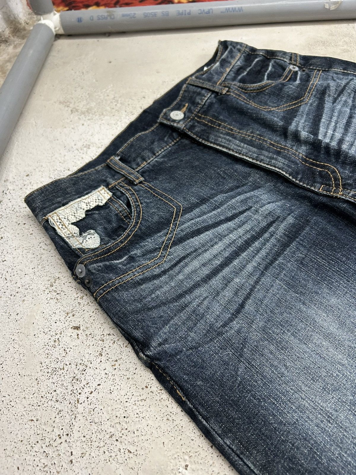 If Six Was Nine Vintage Winger Python Skin Whiskering Washed High Rise Evisu Size US 30 / EU 46 - 13 Thumbnail