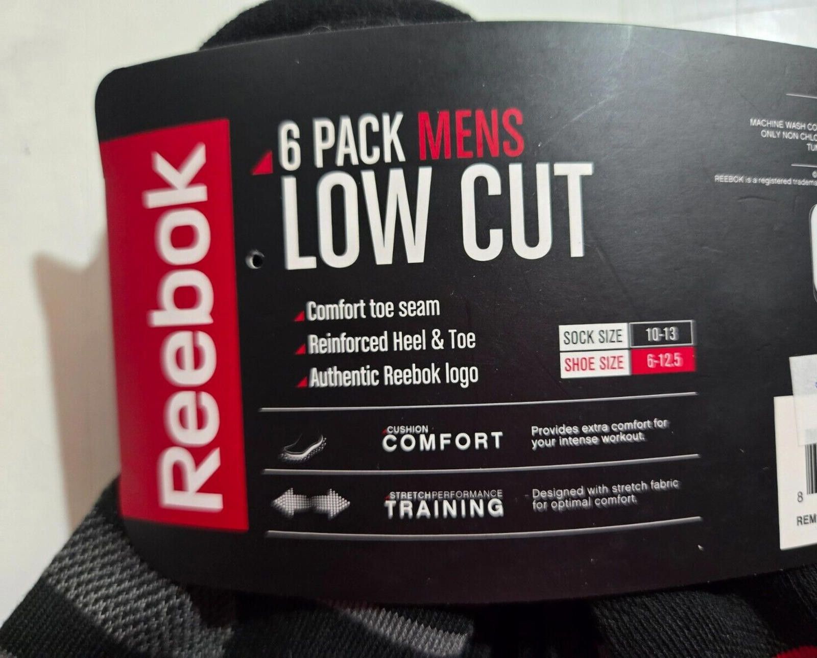 Reebok Men's Reebok Low Cut Socks Black Red Gray Reinforced Toe NWT Size ONE SIZE - 2 Thumbnail
