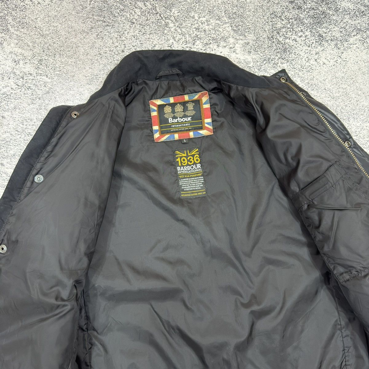 Barbour × Designer Barbour International Mens Black Quilted Jacket L size Size US L / EU 52-54 / 3 - 9 Thumbnail