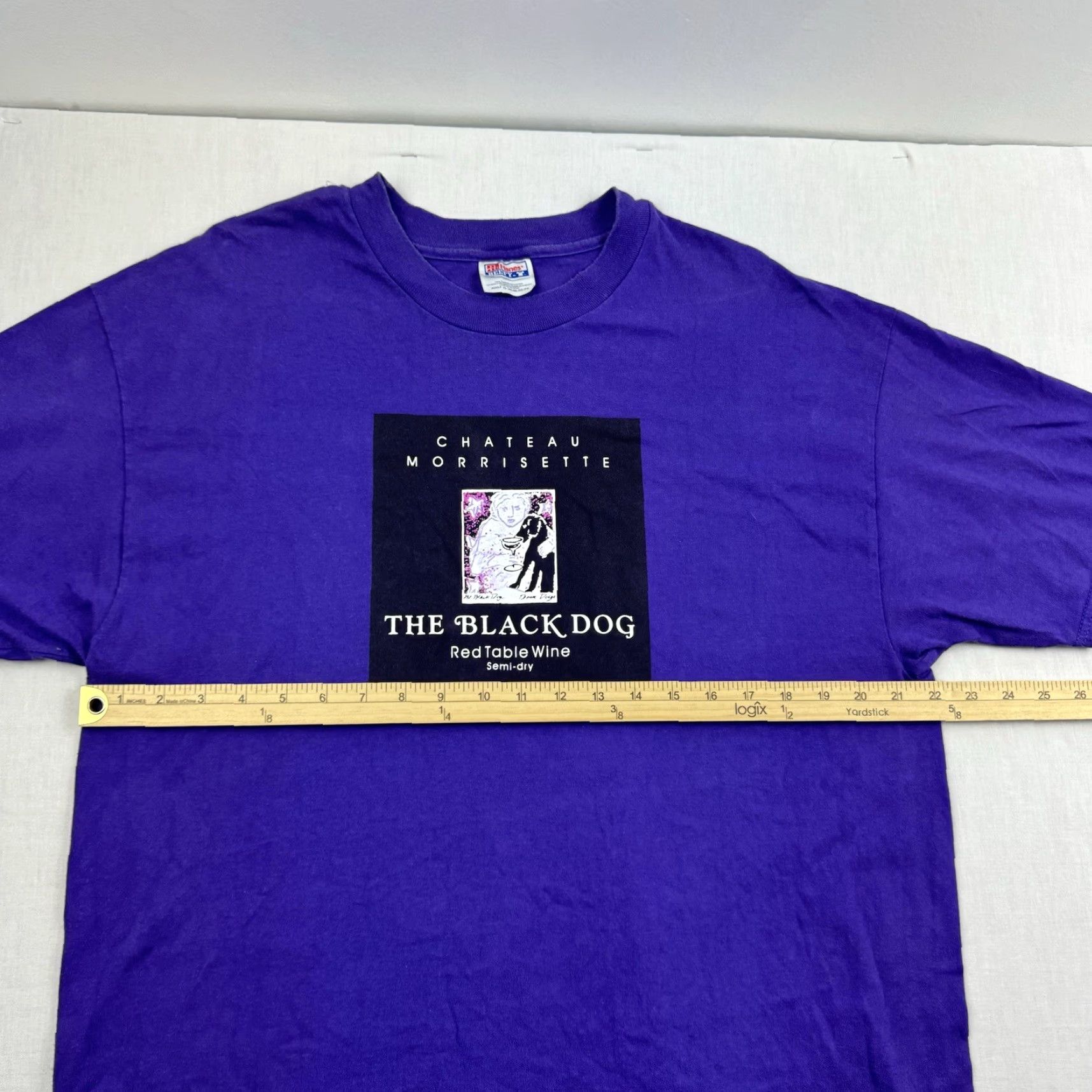 Hanes VINTAGE The Black Dog Red Wine Shirt Adult XL Purple 90s USA Hanes T-Shirt Mens Short Sleeve Crew Neck Size US XL / EU 56 / 4 - 6 Thumbnail