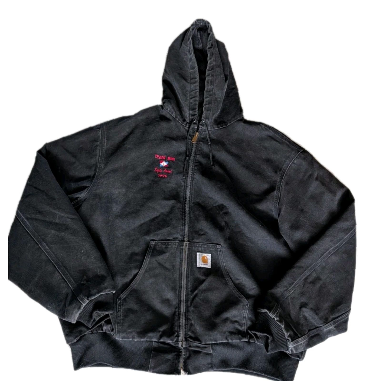 Carhartt VINTAGE Carhartt Jacket 2XL/3XL Hooded Full Zip Canvas Black Men's Bomber Workwear 90s Size US XXL / EU 58 / 5 - 2 Thumbnail