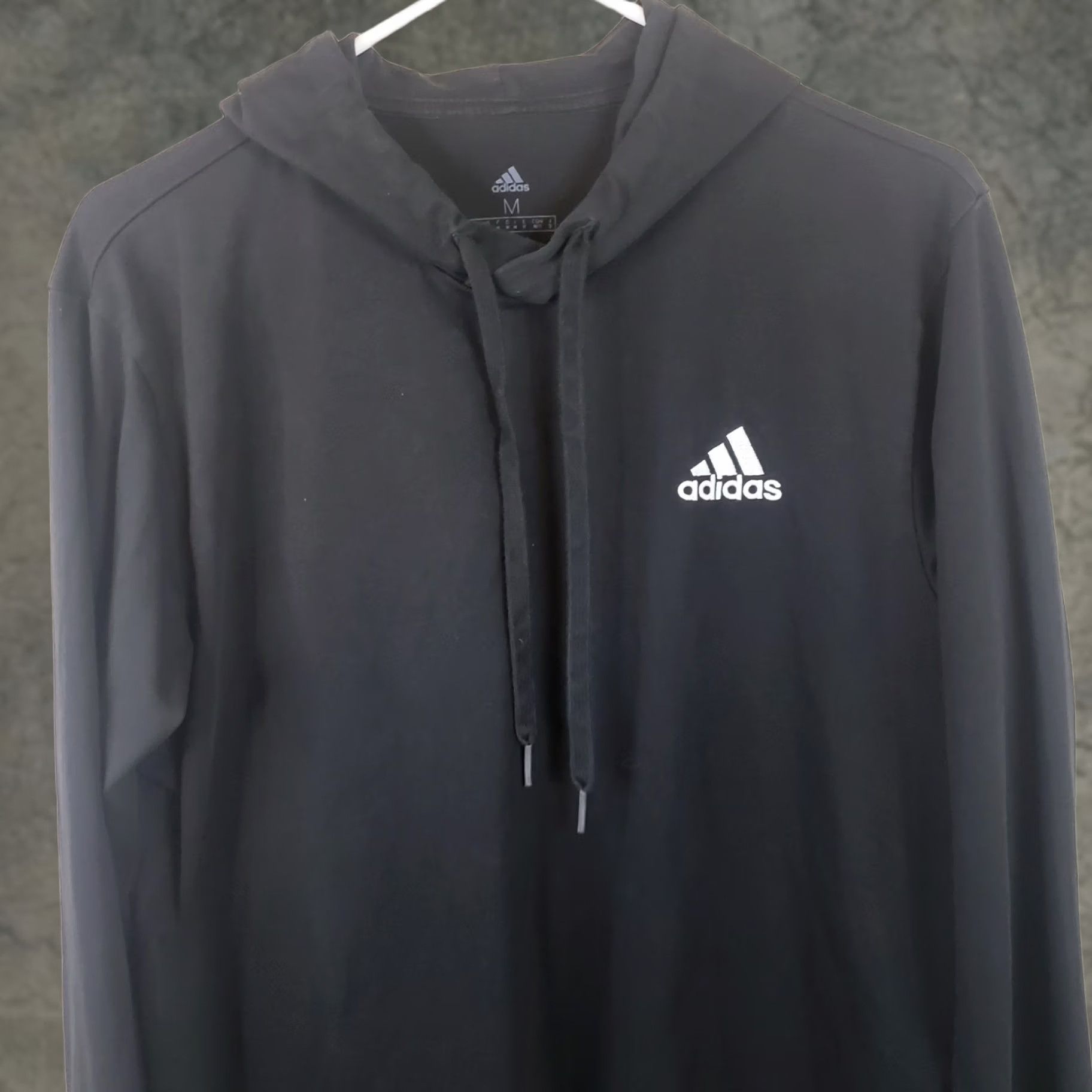Adidas Adidas Mens M Black Lightweight Pullover Hoodie Shirt Long Sleeve Logo T-Shirt All Seasons Hooded Logo Mens Size US M / EU 48-50 / 2 - 1 Thumbnail