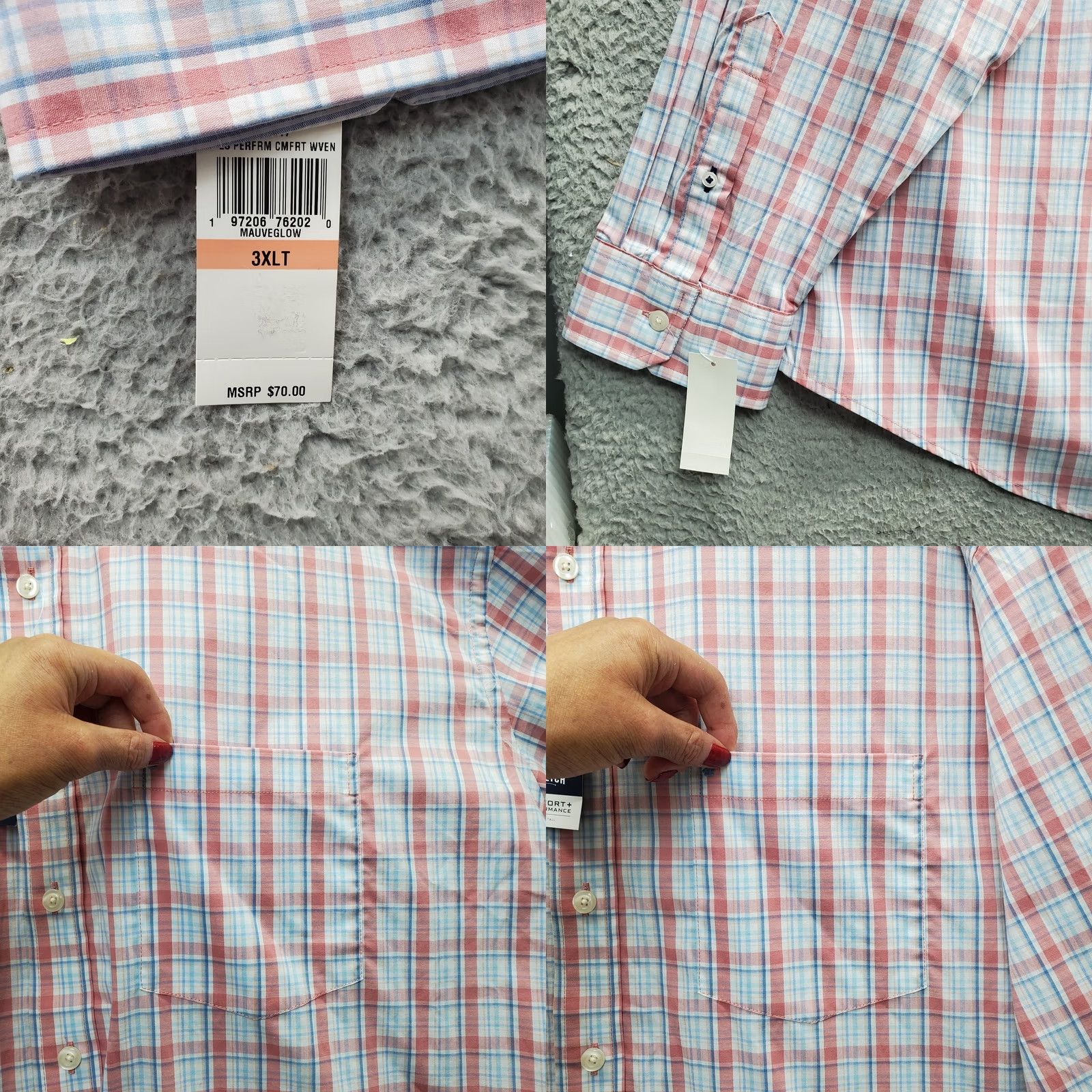 Izod IZOD Mens Shirt 3XLT Multi Plaid Comfort Performance All-Over Stretch Button Down Size US XXL / EU 58 / 5 - 8 Thumbnail