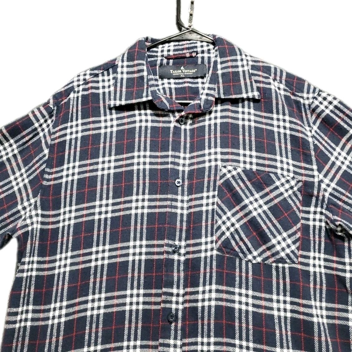Vintage Tailor Vintage Flannel Shirt Mens XL Navy Plaid Button-Up Long Sleeve Cotton Blend All Seasons Shirt Size US XL / EU 56 / 4 - 2 Thumbnail