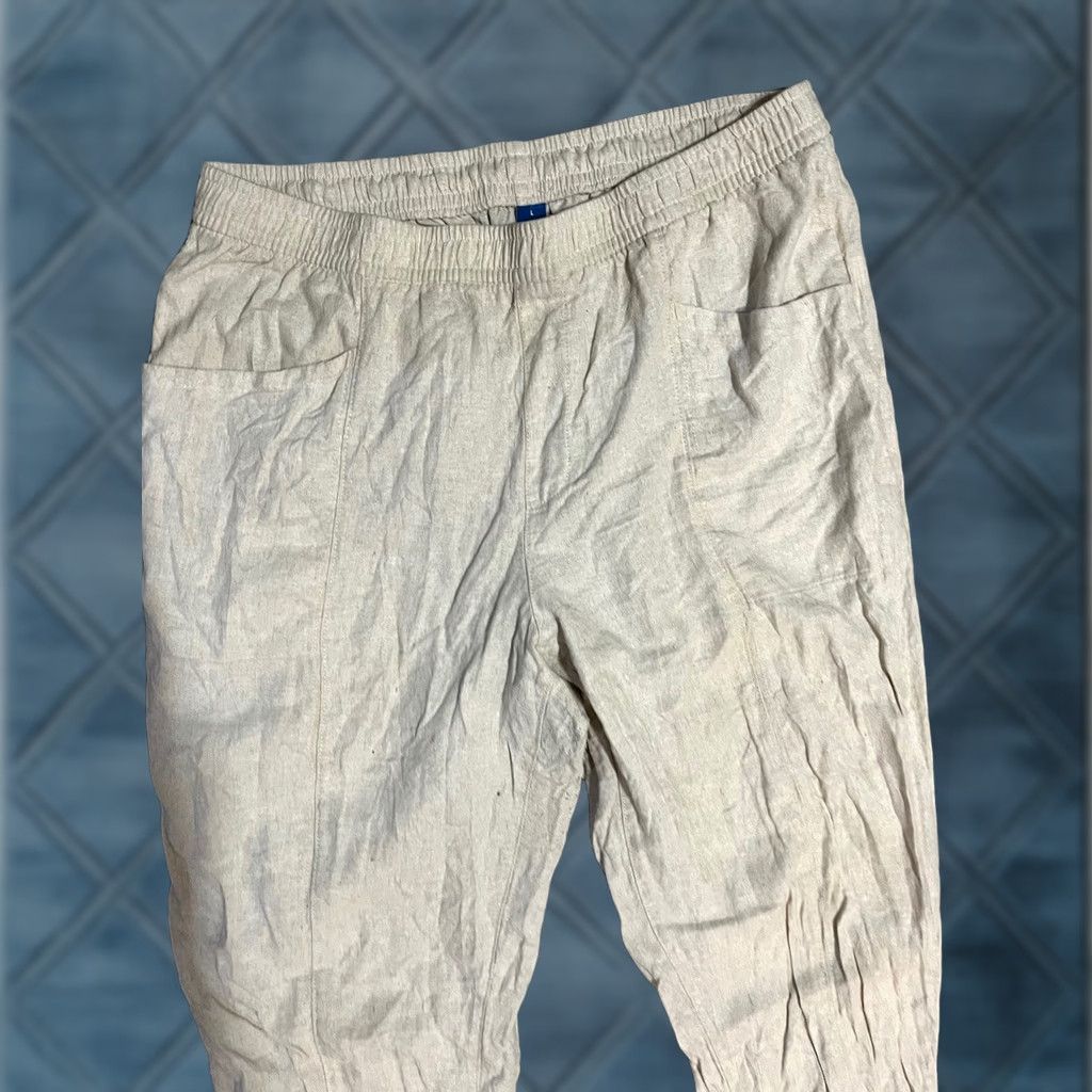 Old Navy Old Navy Pants Womens Large Beige Linen Blend Joggers Drawstring Elastic Cuffs Size 36" / US 14 / IT 50 - 1 Thumbnail