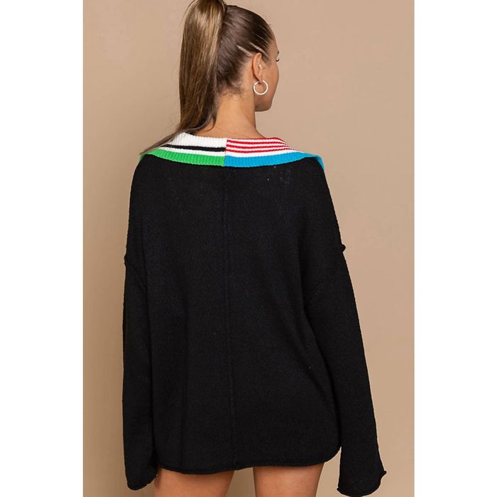 POL Contrast Round Neck Long Sleeve T-Shirt