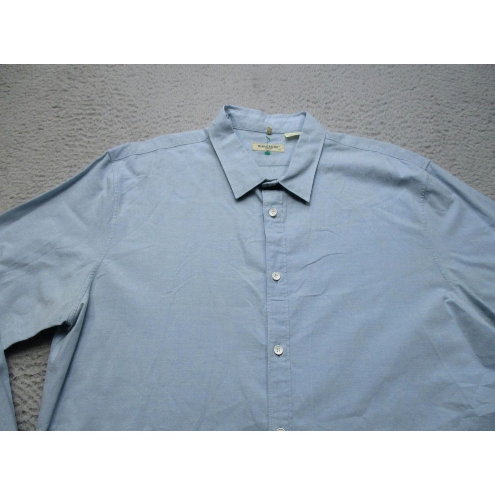 Levi's Levi's Made & Crafted Dress Shirt Mens XL Blue Solid Long Sleeve Button Front Collar Shirt Size 46R - 2 Thumbnail
