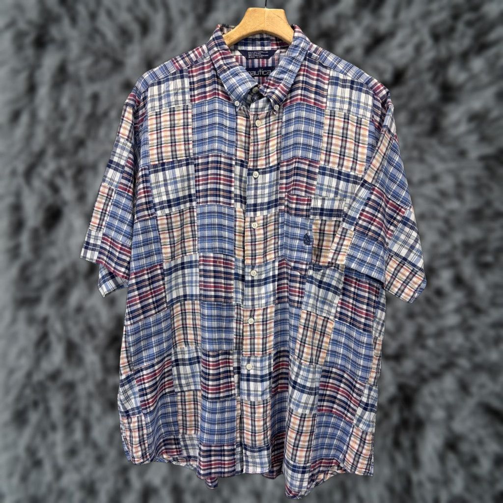 Nautica Nautica Preppy Plaid Button-Up Shirt XL Multicolor Short Sleeve Mens Size US XL / EU 56 / 4 - 1 Thumbnail