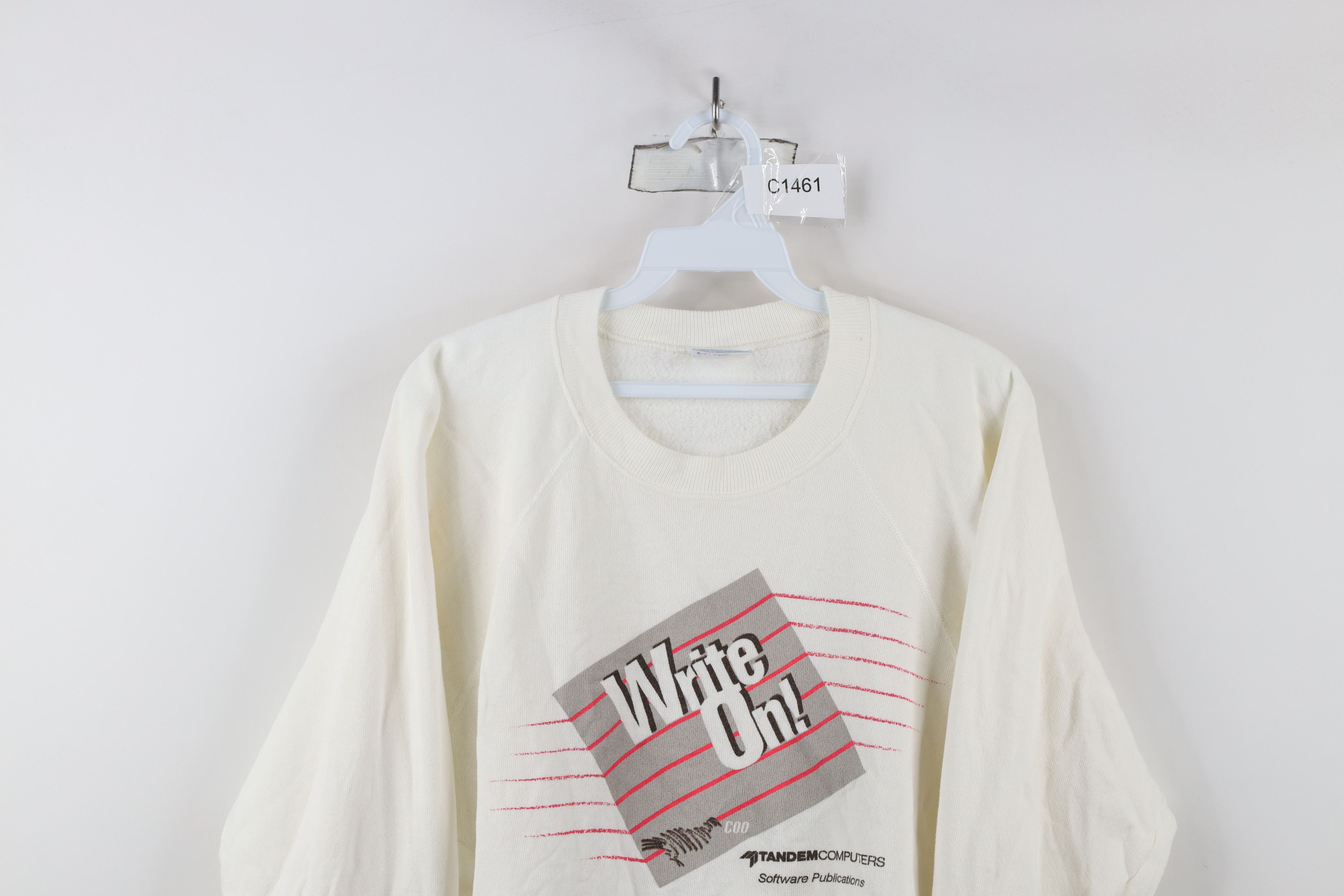 Vintage Vintage 80s Streetwear Computers Nerd Sweatshirt White Size US L / EU 52-54 / 3 - 2 Thumbnail