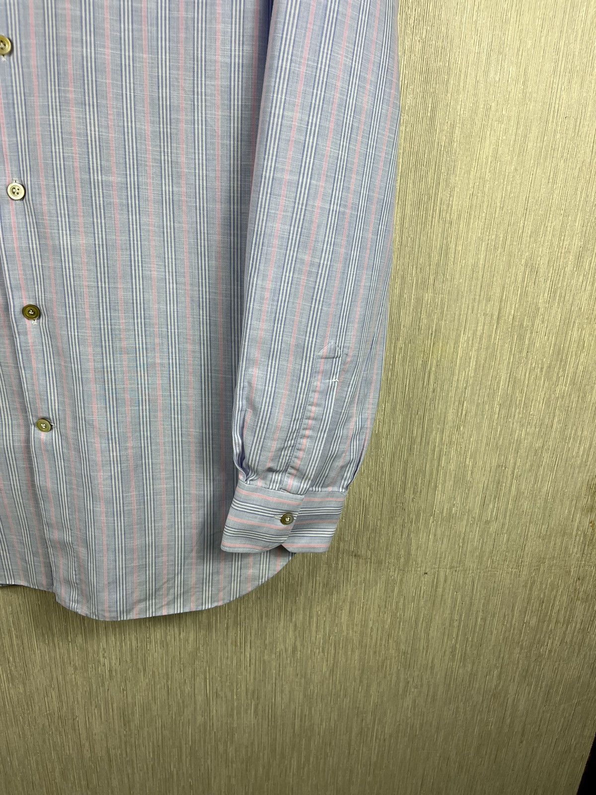 Kiton Kiton linen shirt striped pink baby blue vintage old money Size US L / EU 52-54 / 3 - 6 Thumbnail
